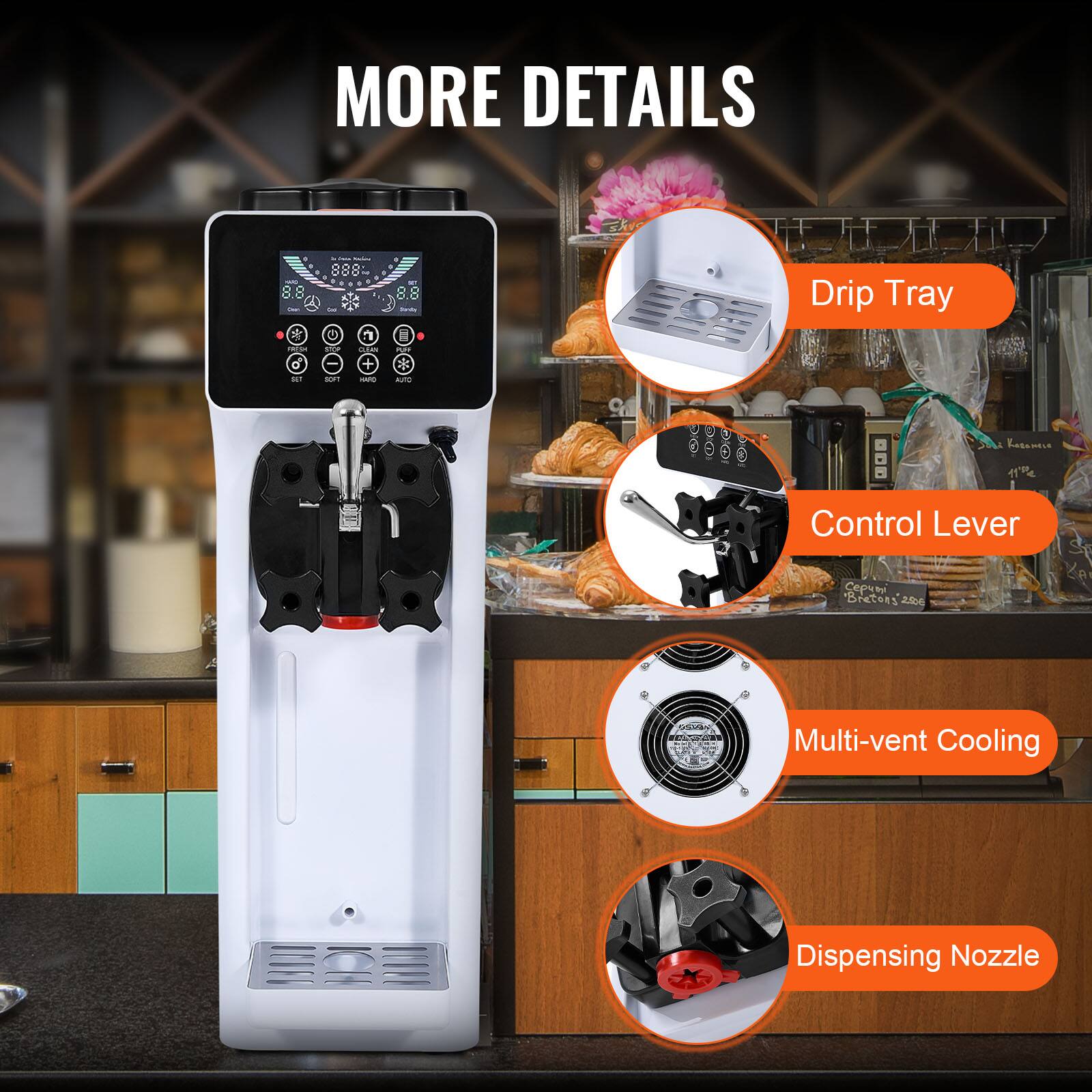 MORE DETAILS

- Drip Tray
- Control Lever
- Multi-vent Cooling
- Dispensing Nozzle