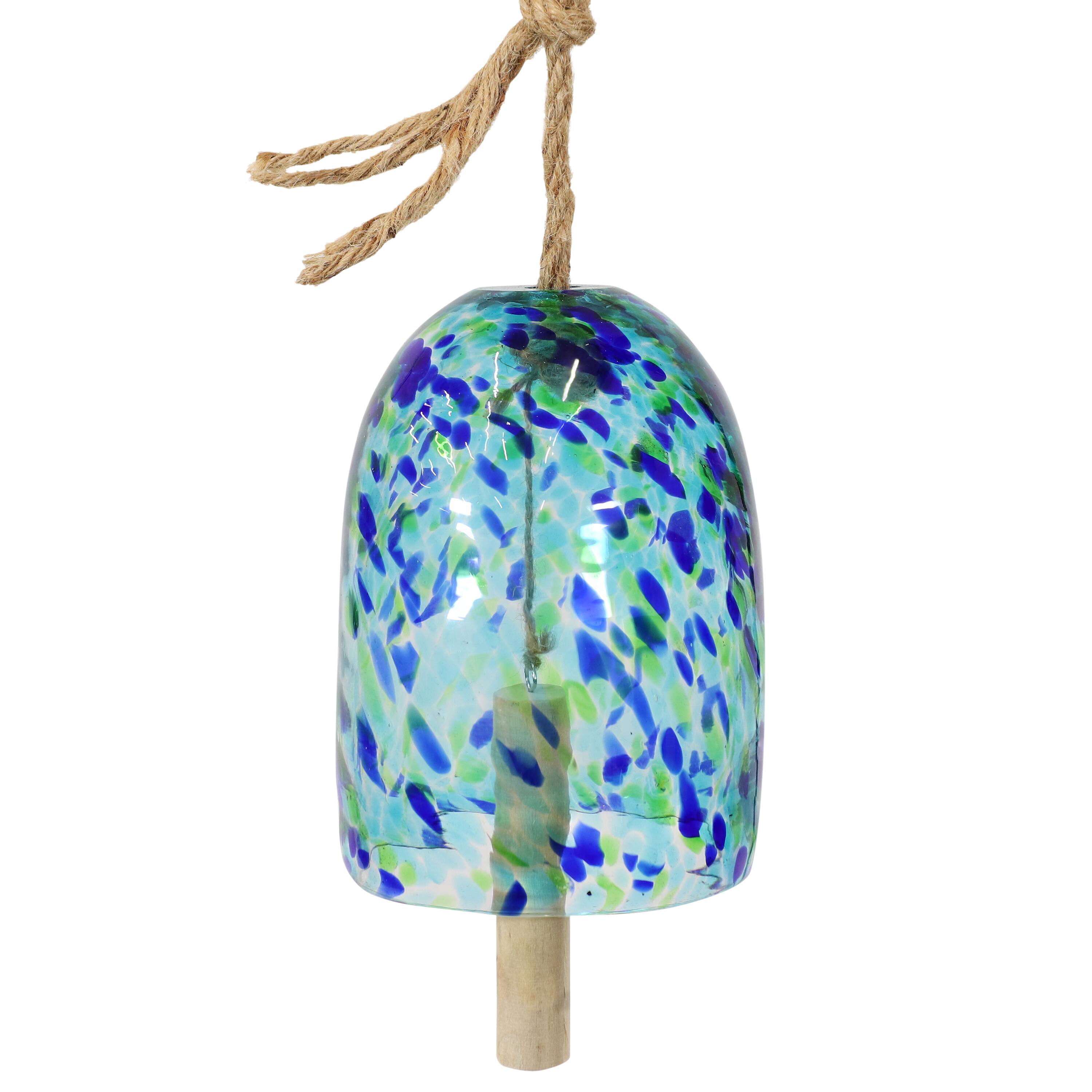 Front. Sunnydaze - Natural Melody Glass Wind Chime Bell - 7.5 in - Blue Freeze.