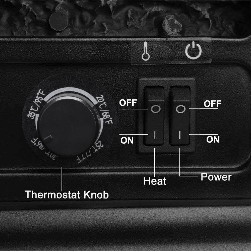 35°C/95°F  
20°C/68°F  
Thermostat Knob  

Heat  
Power  

OFF  
ON  
OFF  
ON