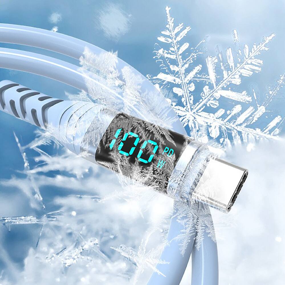 Alt View 1. Topteng - USB-C Cable with Digital Display - 100W Fast Charging, Real-Time Power Monitor for Laptop & Phone - Purple.