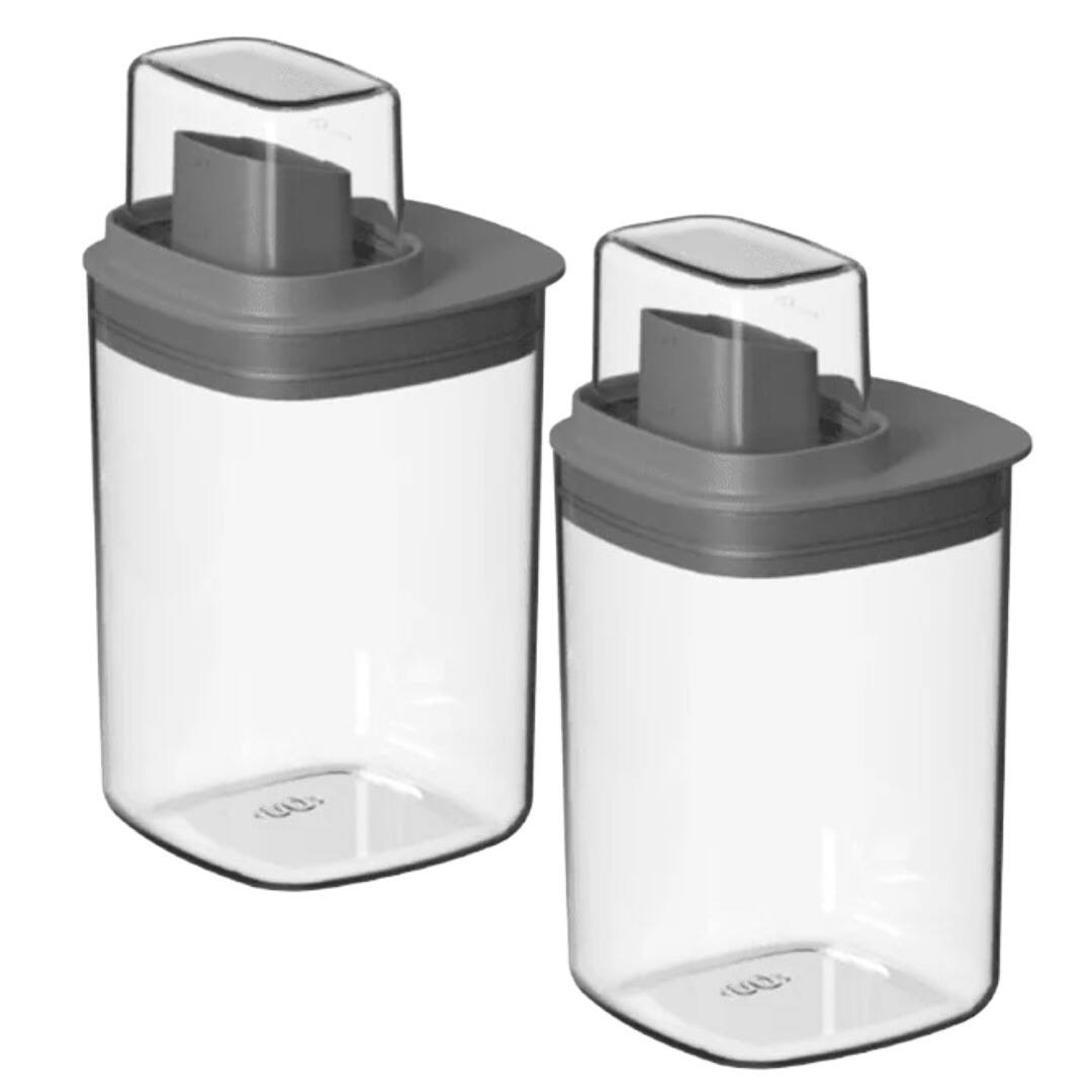 OU - 34 oz 2‑Pack Clear Laundry Detergent Dispenser with Measuring Cap, Airtight Soap Organizer - Dark Gray price history on PriceWatchPro