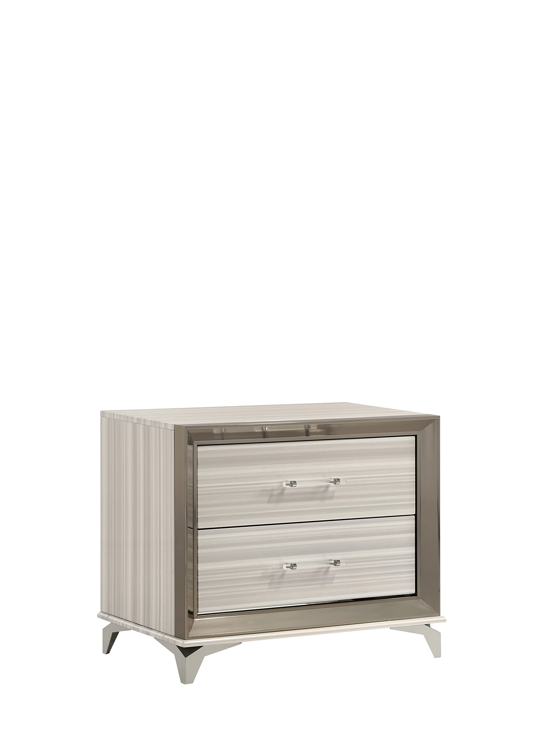 Angle. Global Furniture USA - Modern Zambrano White Nightstand - White.