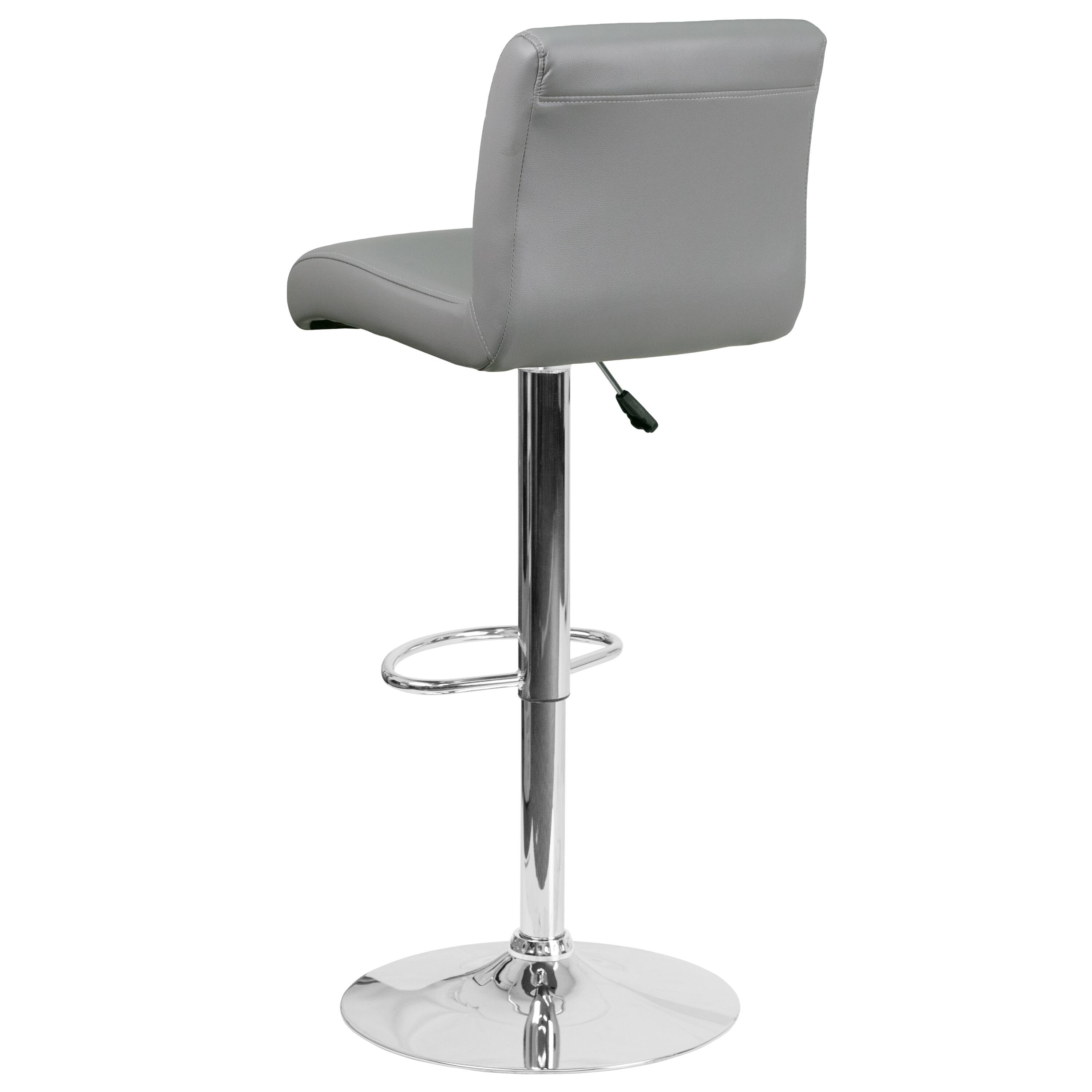 Alt View 5. Emma + Oliver - Swivel Rolled Seat Adjustable Height Barstool with Chrome Base - Gray.