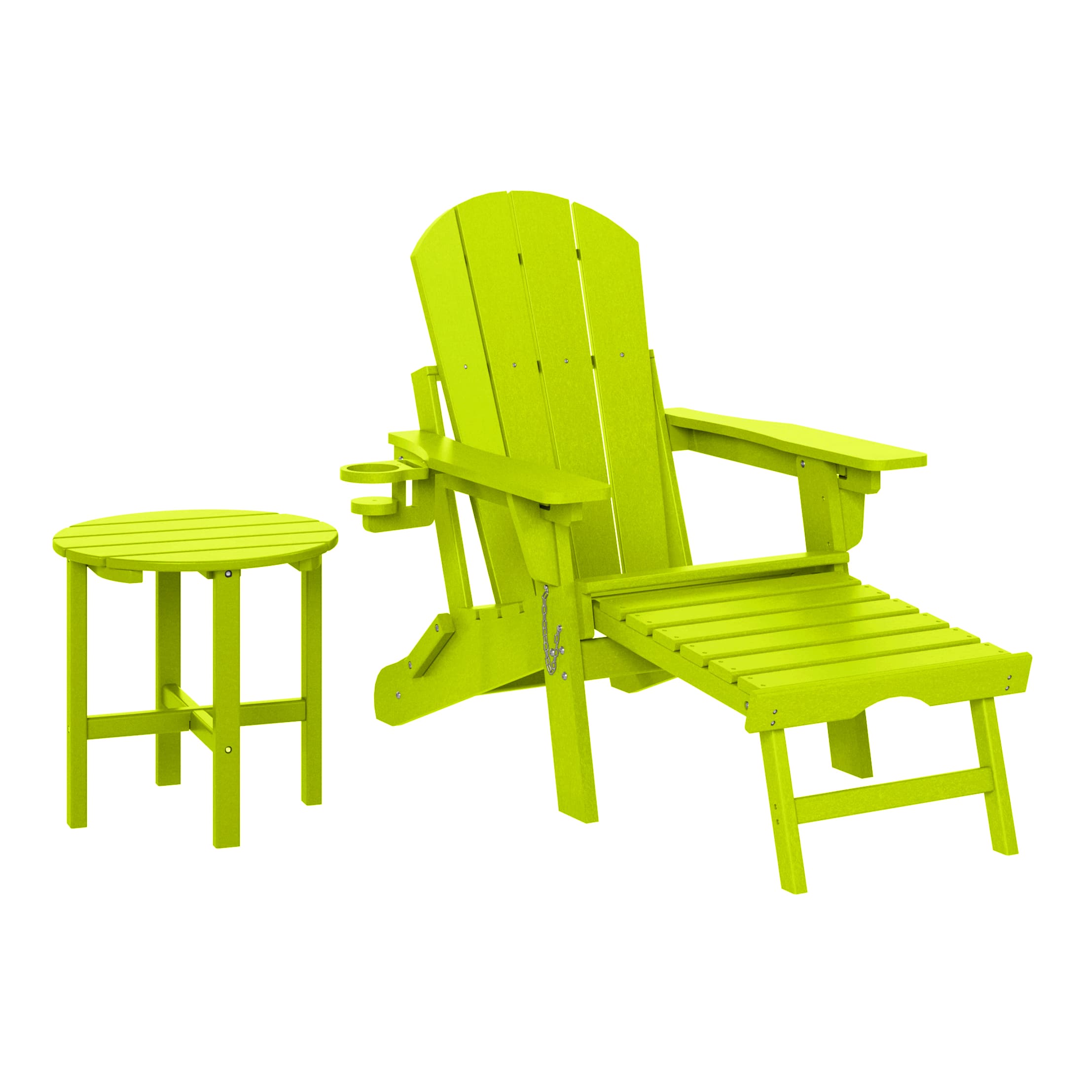 WestinTrends - Malibu 2-Piece Outdoor Folding Adjustable Adirondack Chair with Cup Holder & Side Table - Lime price history on PriceWatchPro