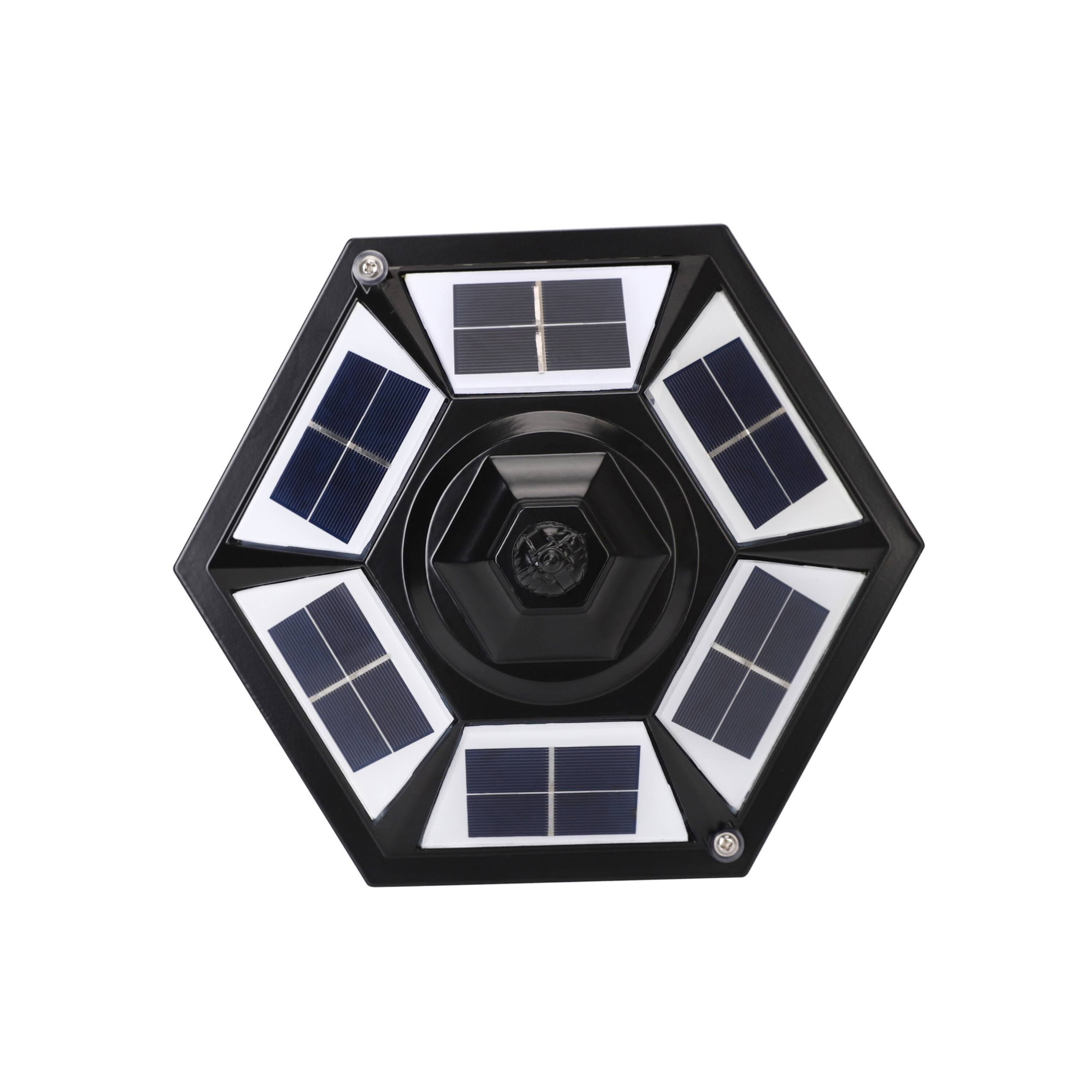 Alt View 6. Techko Maid - Metal and Glass Solar Outdoor Weather Resistant Pillar Post Light with Integrated LED Bulb and Wireless Remote - Black.