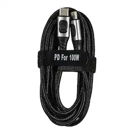 HQRP - USB-C to USB-C 100 W Fast Charging Cable - 6.5 ft Nylon Cord for Nintendo Switch, Laptop, Tablet, Phone - Black