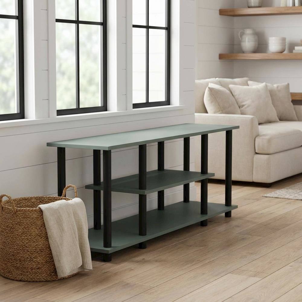 Alt View 1. FurniFact - Sage Green 3-Tier Entertainment Center, TVs up to 50 Inches, Engineered Wood - Green.