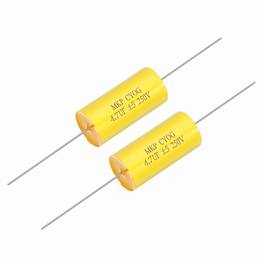 Unique Bargains - 2pcs 4.7uf Frequency Divider Capacitor, 250V Axial Audio Speaker Crossover MKP Film Capacitor - Yellow