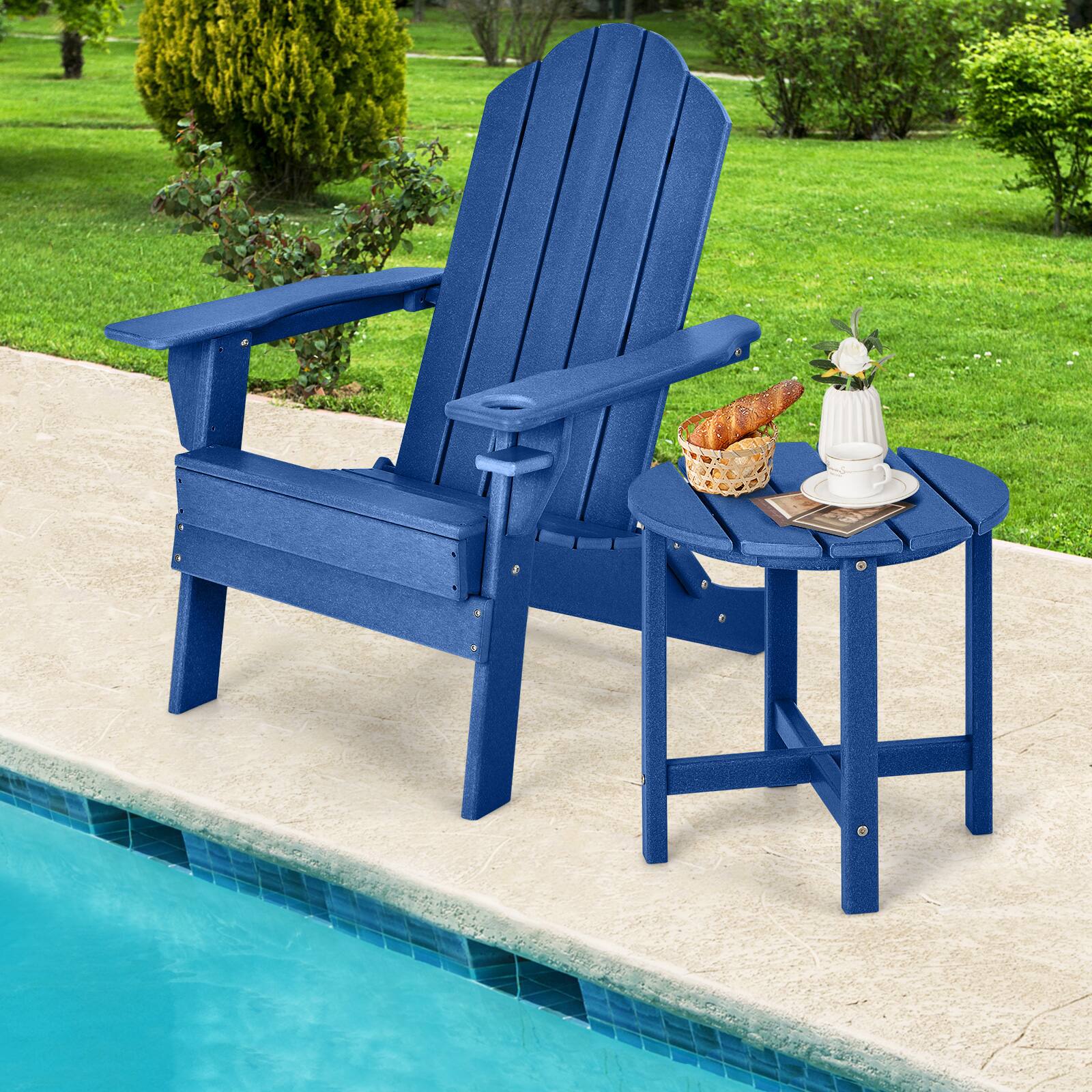 Alt View 1. Costway - Costway 18" Patio Adirondack Side Table Weather Resistant HDPE Garden Navy - Blue.