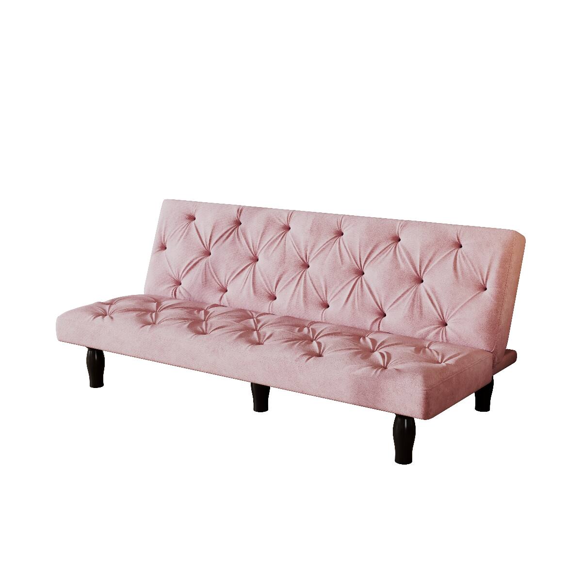 Alt View 3. Ropilly - Ropilly 66 Inch Pink Velvet Sofa Bed Convertible Futon Sofa Bed with Adjustable Backrest - Pink.