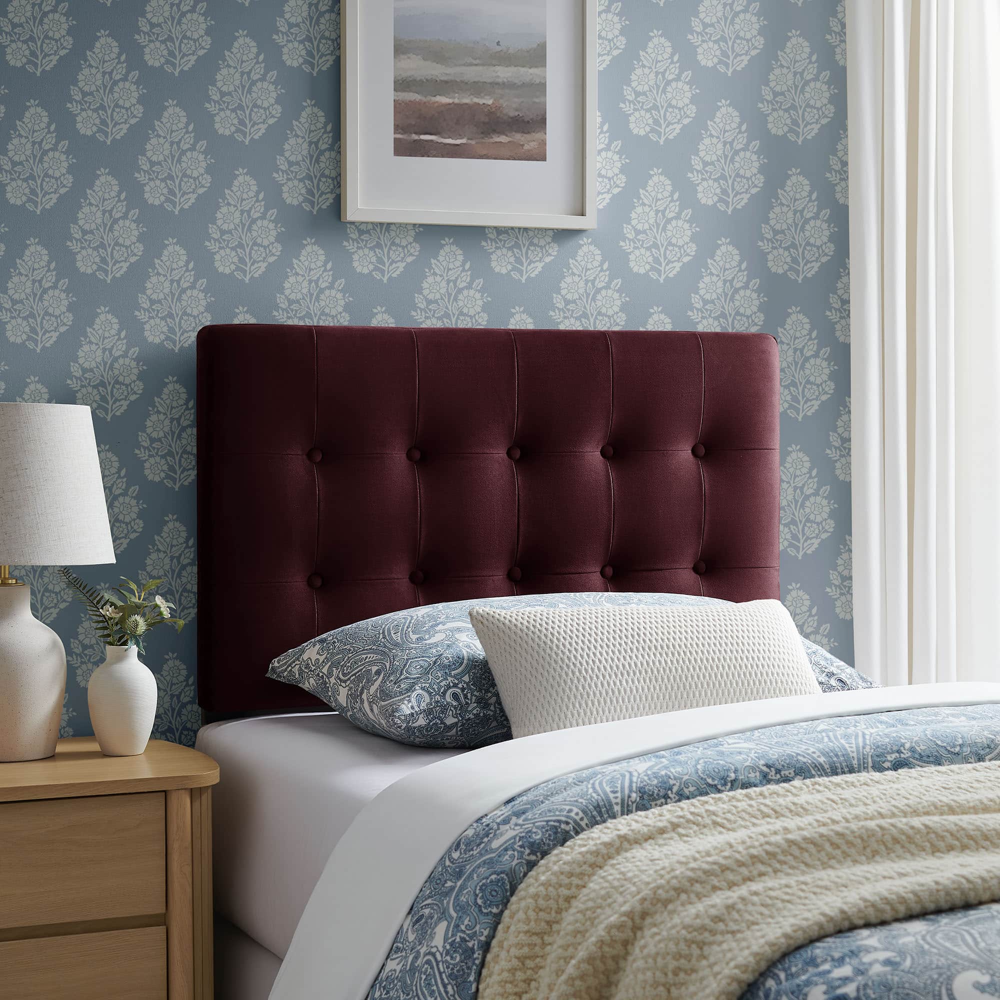 Emily Biscuit Tufted Performance Velvet Headboard by Modway - Mulberry price history on PriceWatchPro