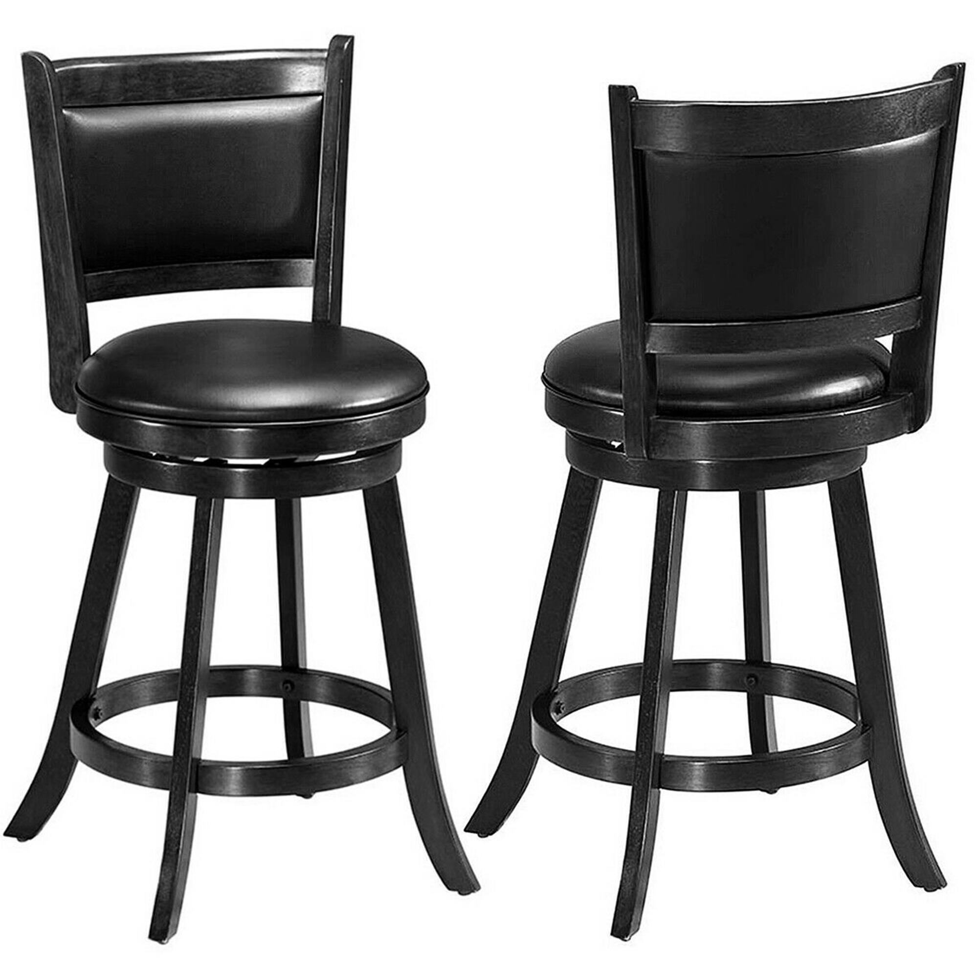 Alt View 9. Gymax - Gymax 2PCS 24'' Swivel Counter Stool Dining Chair Upholstered Seat Black - Black.