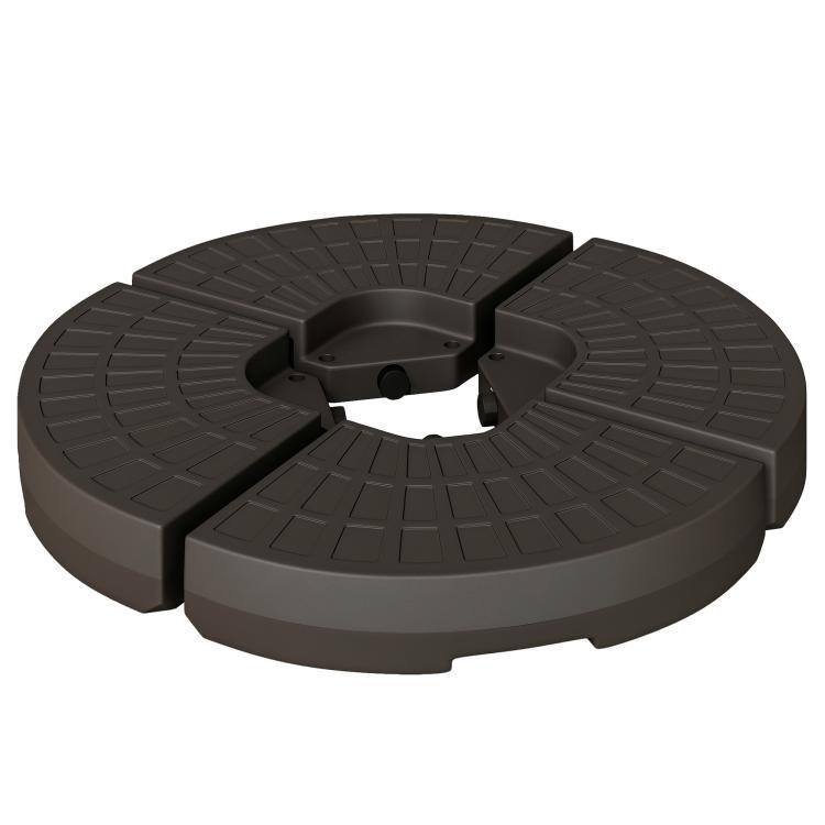 Front. PULUZ - 4 Pieces Cantilever Patio Umbrella Base, Fan Shaped Umbrella Weight w/ Built-In Handles & Rugged Material, 148 lbs Water - Coffee Brown.