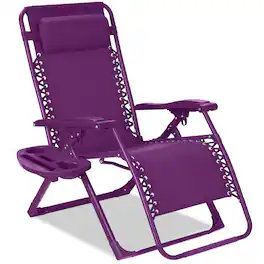 Best Choice Products - Monochromatic Zero Gravity Chair, Folding Patio Recliner w/Side Tray, Headrest - Amethyst