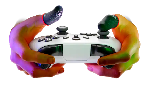 Front. MGC - ClawSocks Stick Grips Gaming Finger Sleeves - Black.