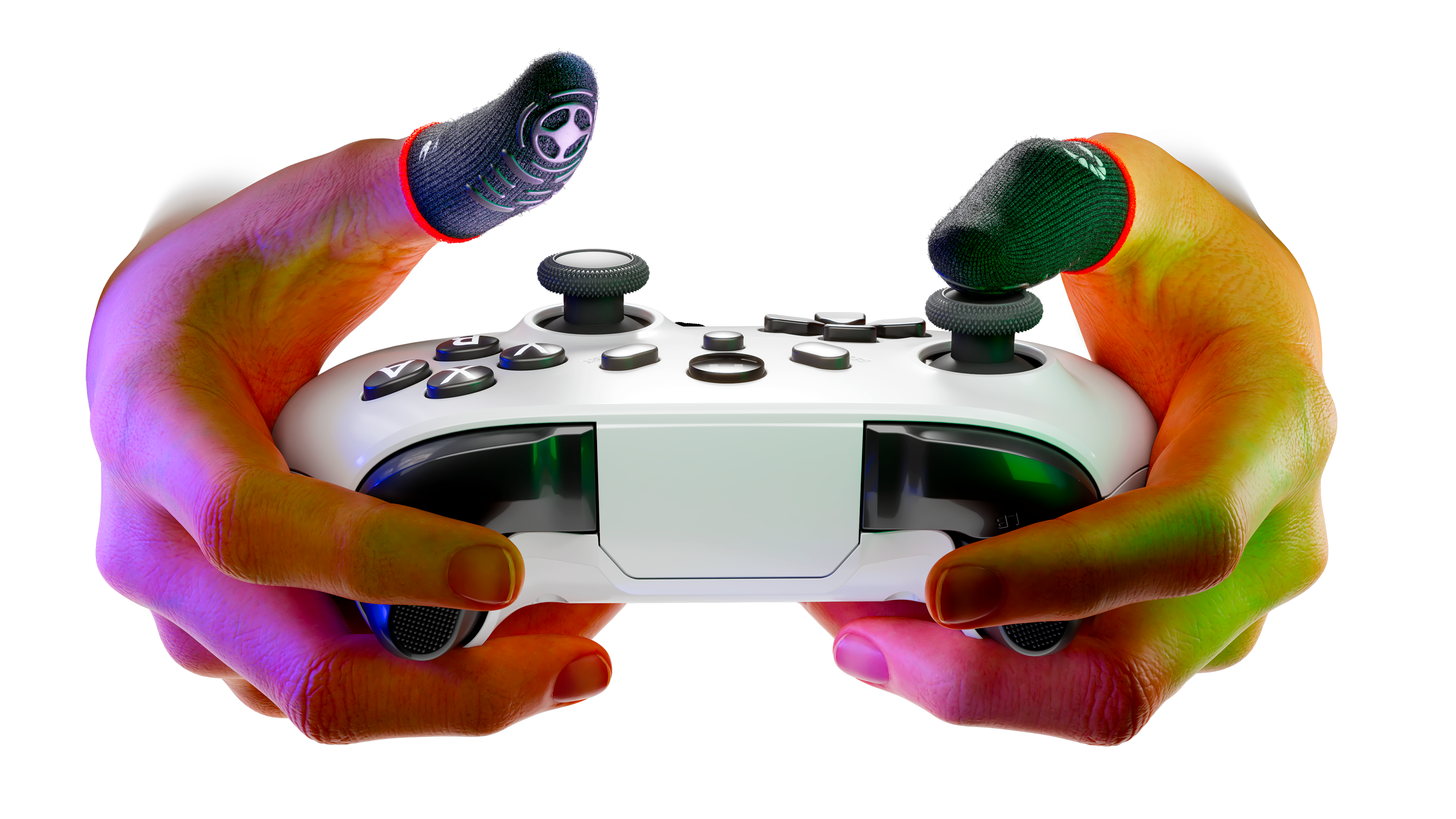 Front. MGC - ClawSocks Stick Grips Gaming Finger Sleeves - Black.