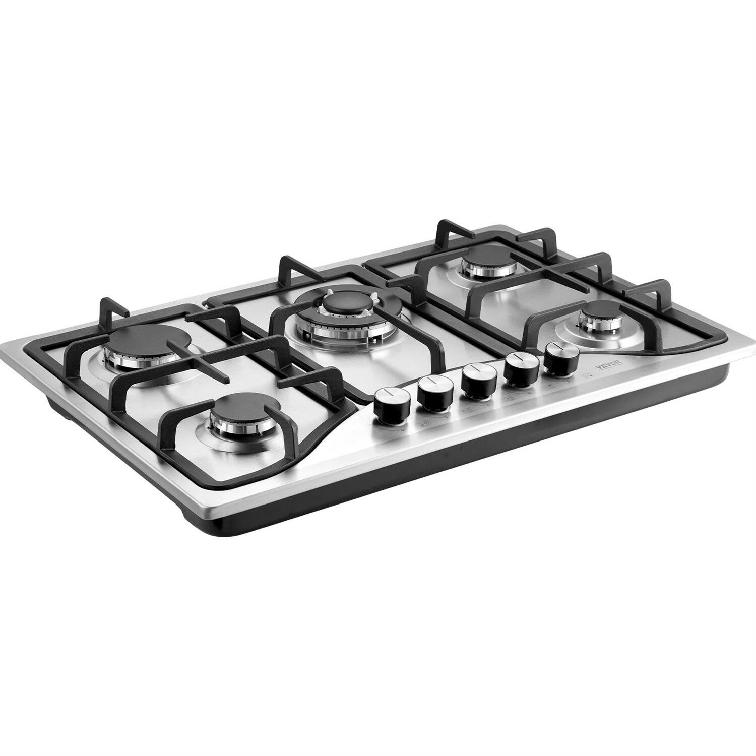 Alt View 4. Forest'nSky - 30" Built-In 5-Burner Gas Cooktop - 12250 BTU, Stainless Steel, LPG/NG Convertible with Thermocouple Protection - Silver.