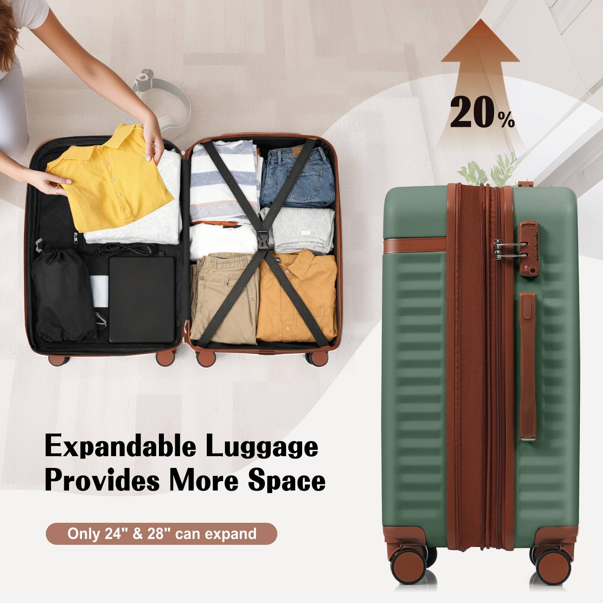 Expandable Luggage Provides More Space  
Only 24" & 28" can expand