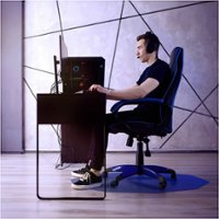 Floortex - 9-Sided Polycarbonate Gaming Chair Mat for Hard Floor 38 x 39 inches - Blue - Front_Zoom