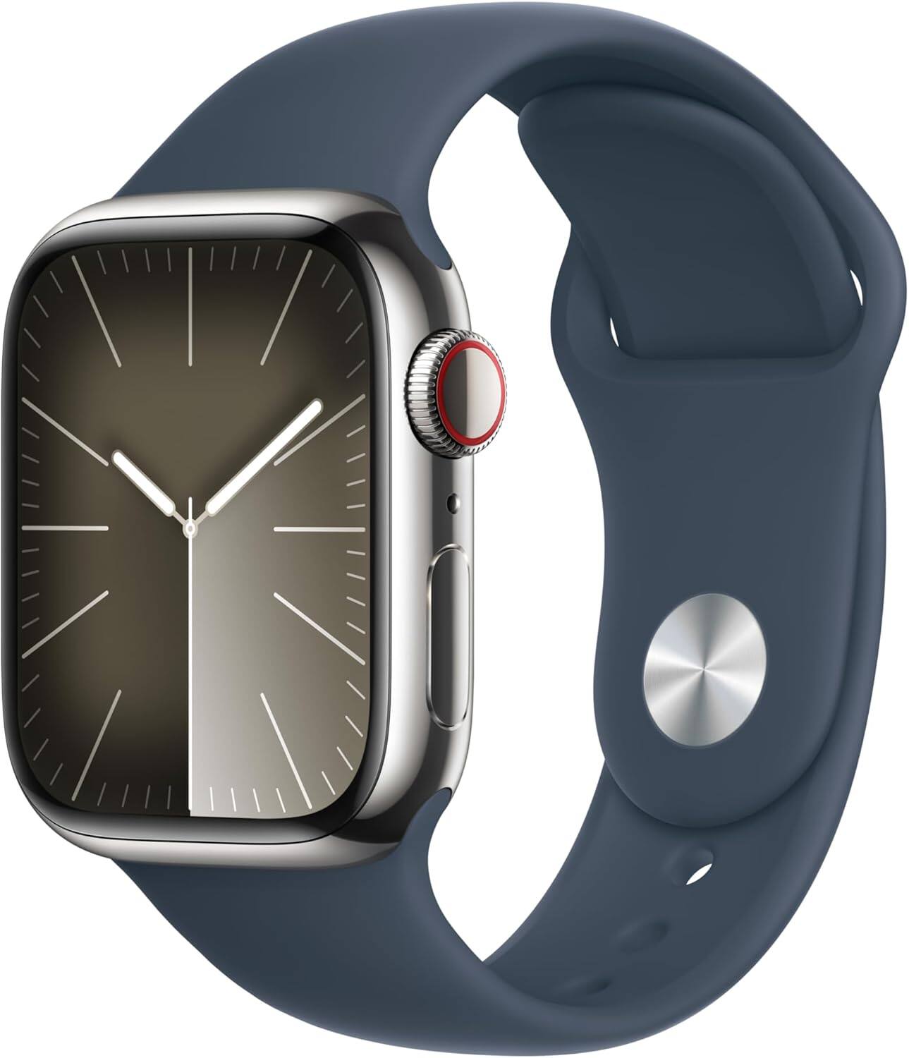 Front. Apple - Watch Series 9 Stainless Steel 45mm A2984 (GPS + Cellular) - Silver.