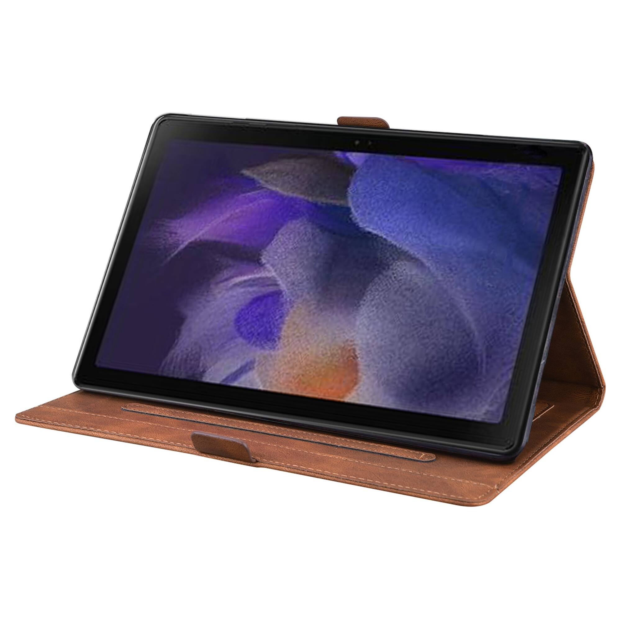 Alt View 3. Dteck - For Samsung Galaxy Tab A11/A9 8.7-inch PU Leather Embossed Butterfly Folio Case with Card Holder Flip Stand Cover - Brown.