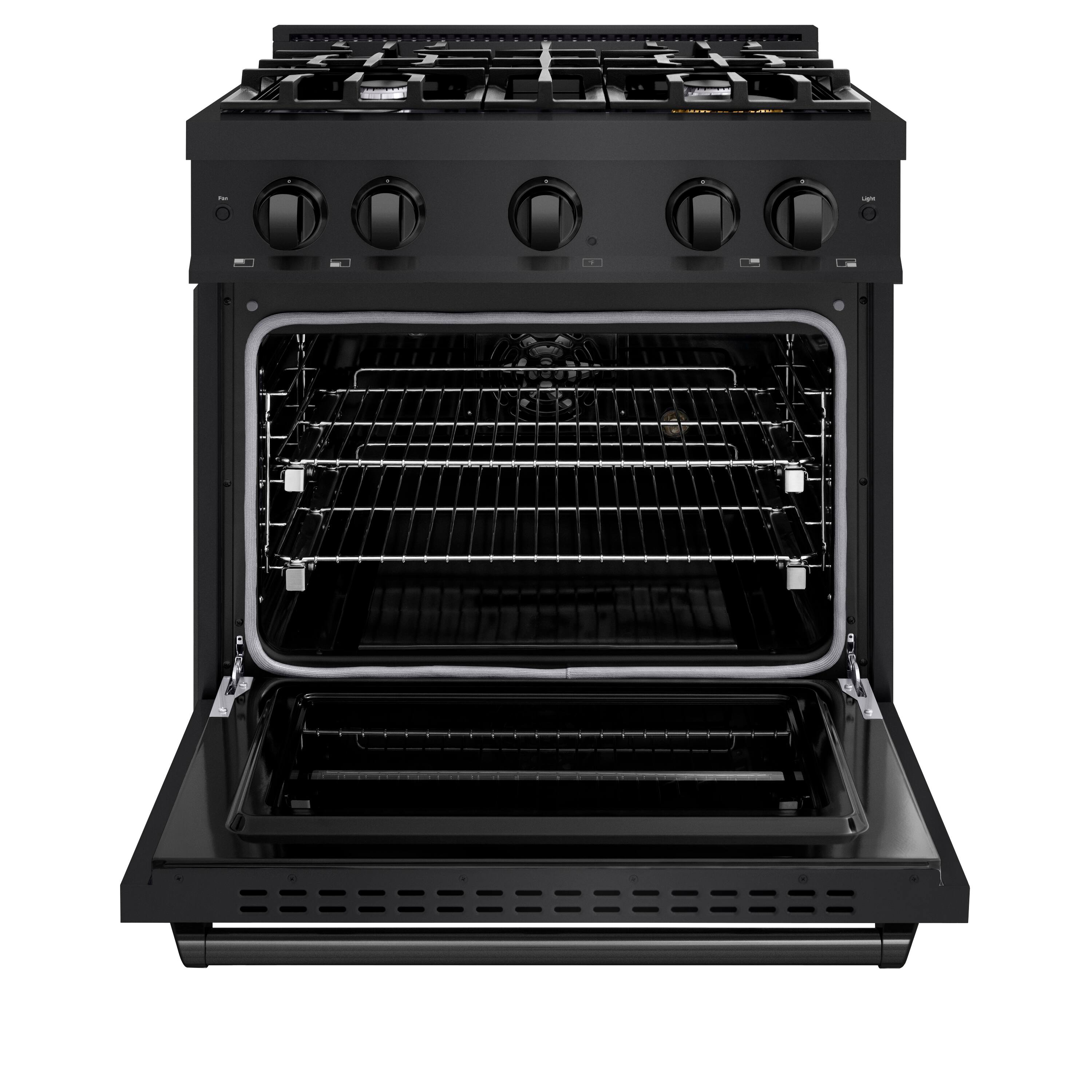 Angle. ZLINE - ZLINE 30" Classic Dual Fuel Steel Range with 4 Burners and Convection Oven (CDRB-30) - Black Stainless Steel.