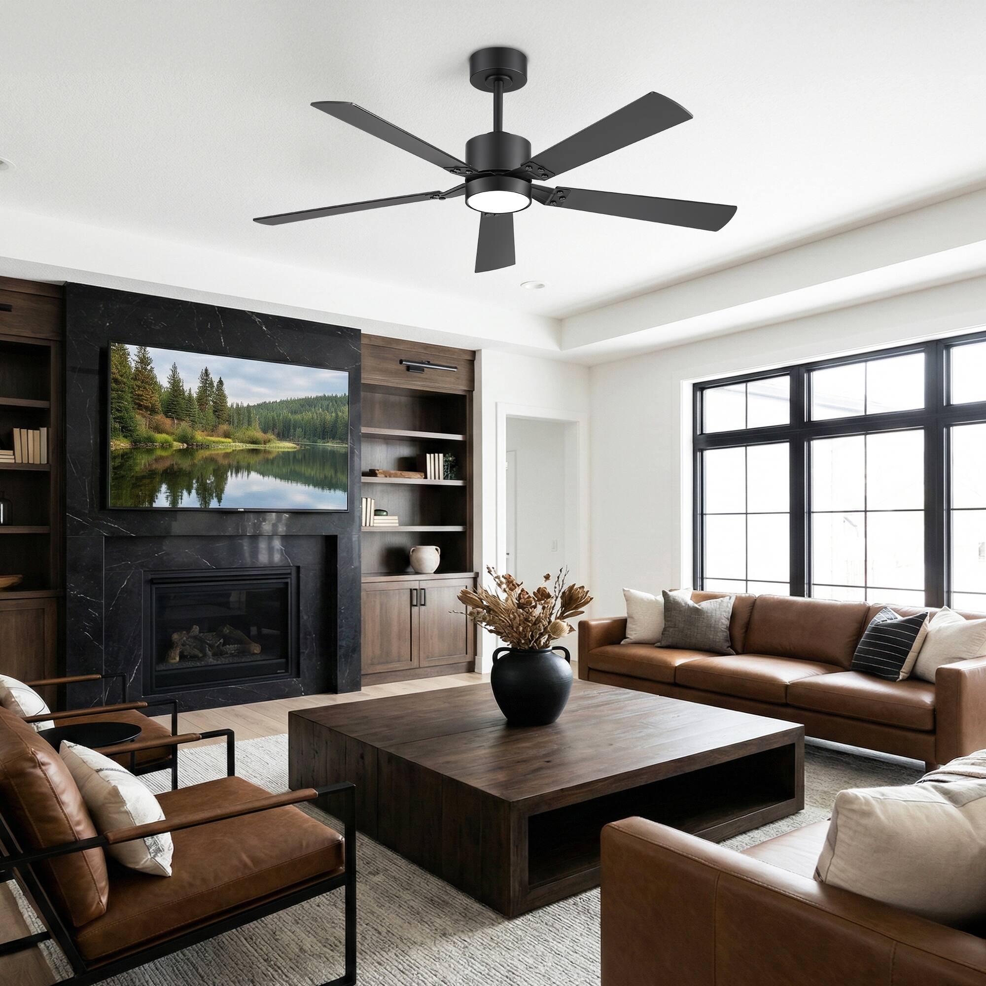 Breezary 52 Inch Ceiling Fan with Acrylic Light Shade, RGB LED