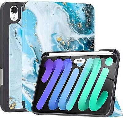 Alt View 1. SaharaCase - iPad mini A17 Pro & 6th Generation 2021 Protection Bundle, Folio Case with Tempered Glass Screen - Blue.