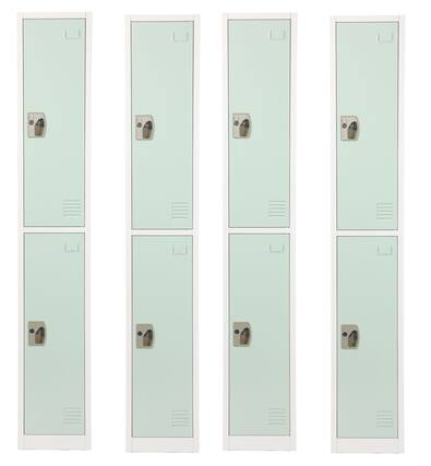 Front. AdirOffice - Storage Locker 629-Series 72" H 2-Tier Steel Key Lock 2-Shelf Locker with Key Lock, 4/Pack - Misty Green.