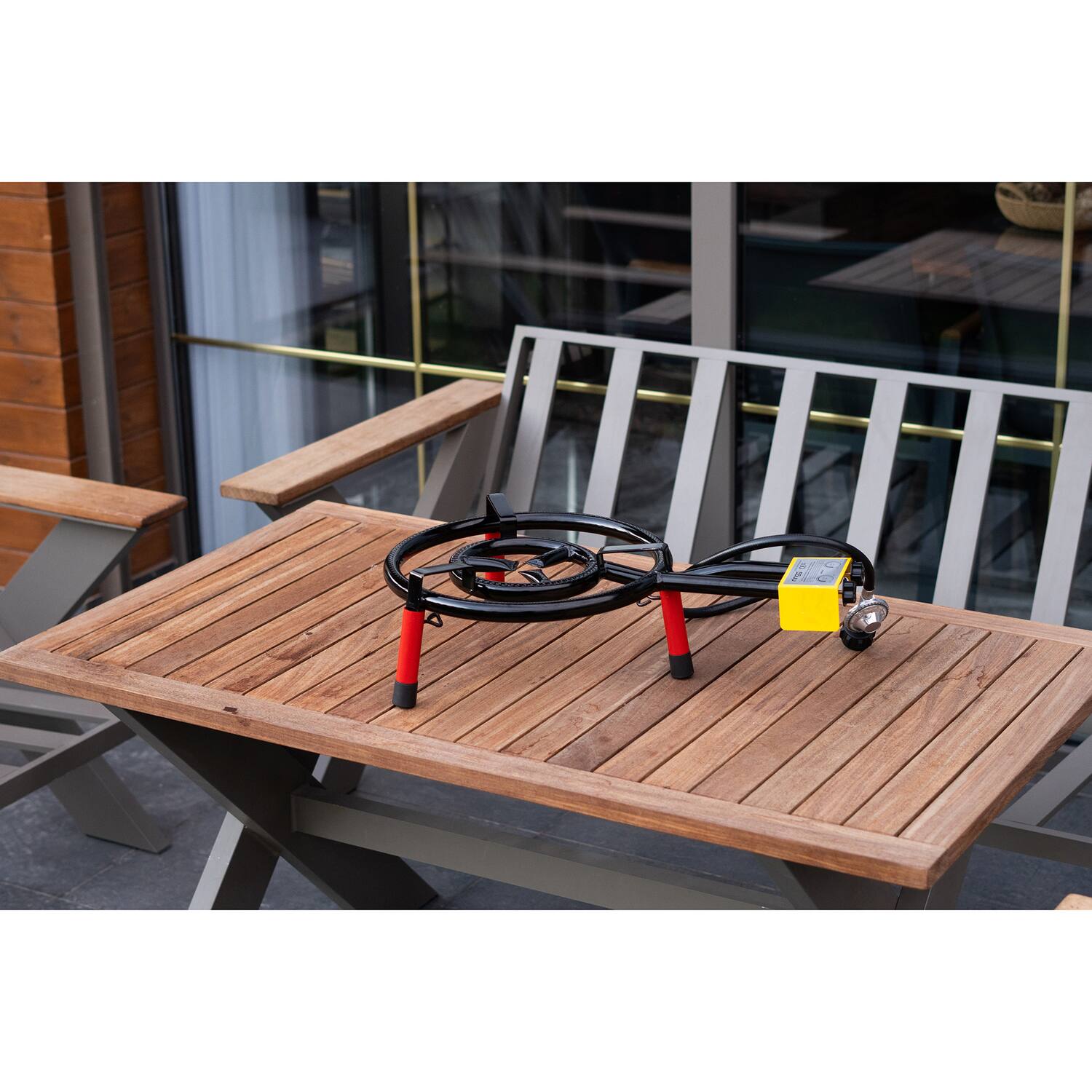 Back. Ringg - Flame Series Classic Kit with 16" Dual-Ringed Gas Burner, 5" Tabletop Stand for 16 Servings - Multicolored.