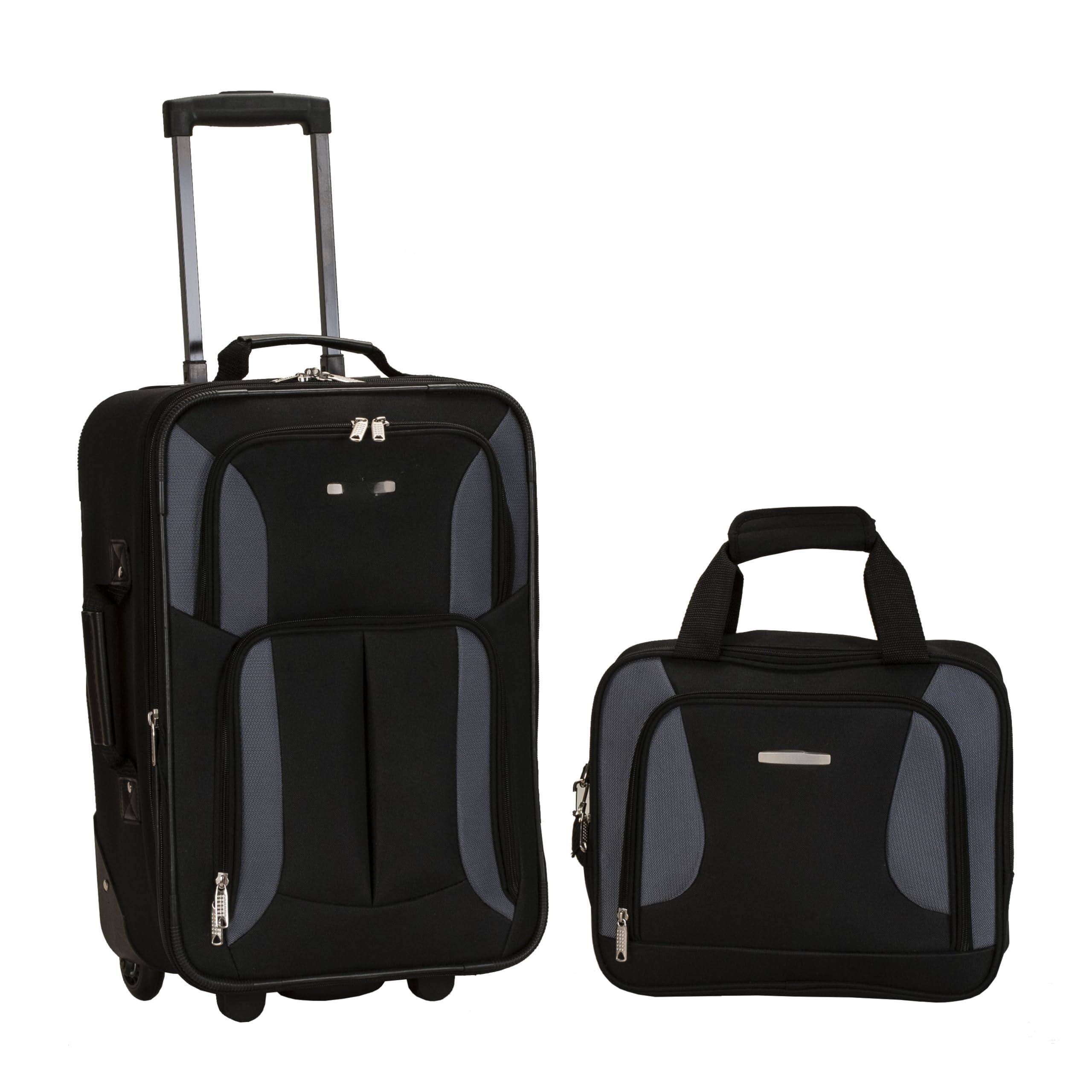 Alt View 1. Dapper Styles - Fashion Softside Upright Luggage Set Black gray 2-piece - Camouflage-2-Piece Set (14/19).