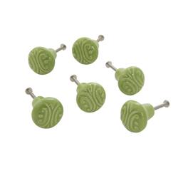 TX USA Corporation - Ceramic Embossed Knob Set of 6 - Green