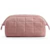 Front. Bagsmart - Wide-open Makeup Bag Cosmetic Pouch Organizer Travel Toiletry Bag Essentials Accessories for Women Girls - Dark Pink.