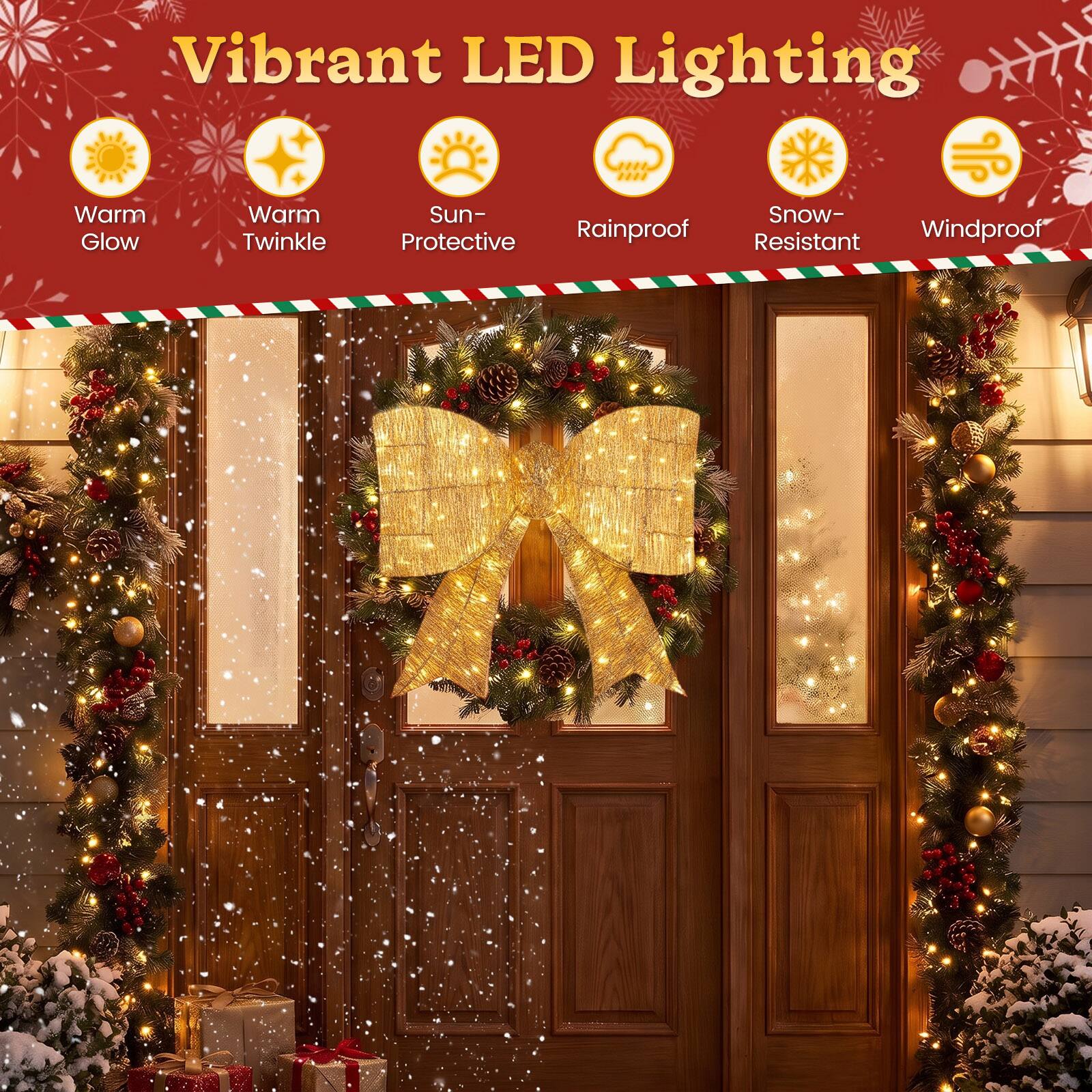 Vibrant LED Lighting

Warm Glow  
Warm Twinkle  
Sun-Protective  
Rainproof  
Snow-Resistant  
Windproof