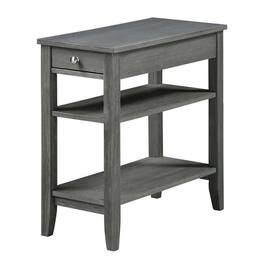 FurniFact - Chairside End Table with Drawer - Wirebrush Dark Gray
