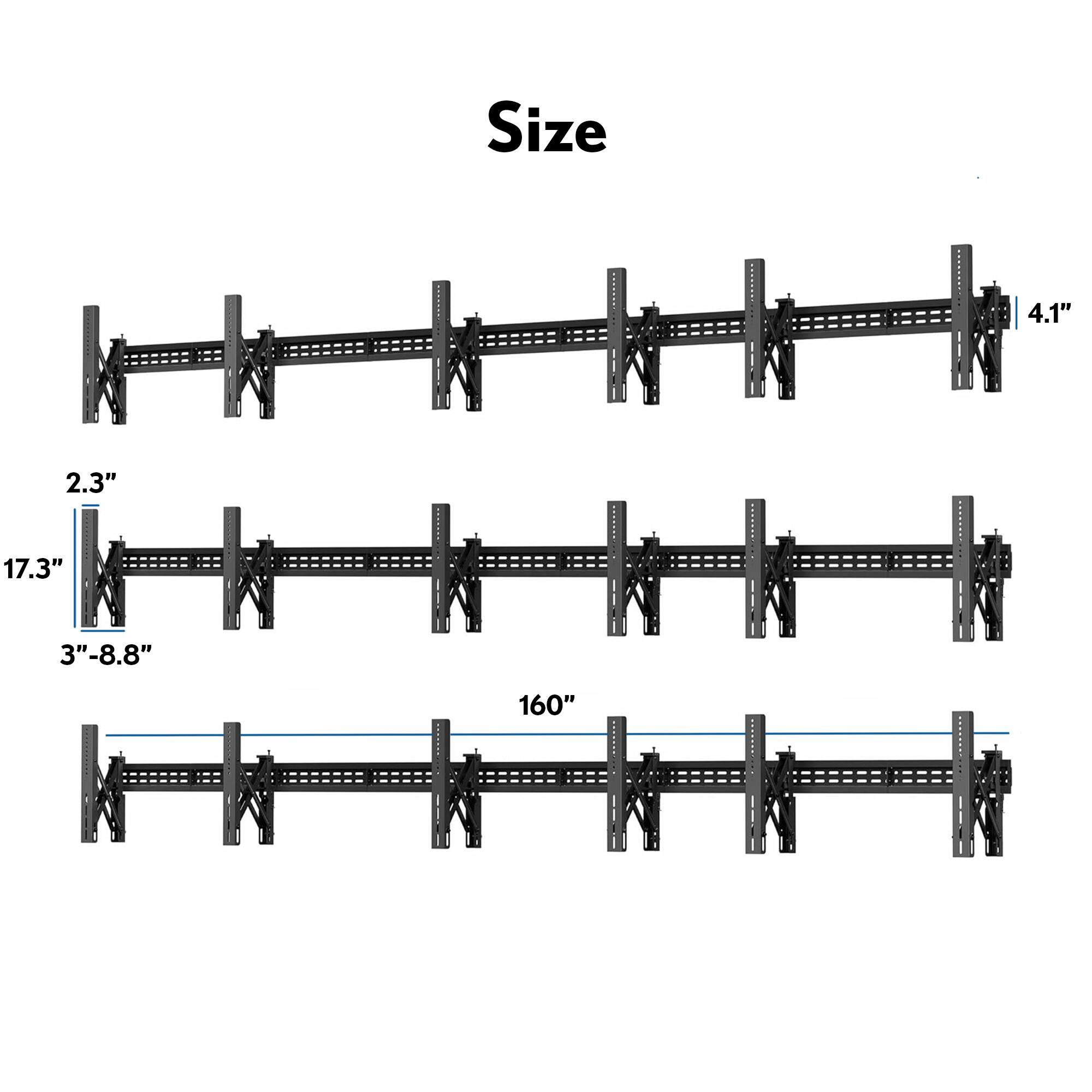 Size  
4.1"  
2.3"  
17.3"  
3"-8.8"  
160"