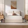ModernMate - Upholstered Platform Bed Frame with 4 Storage Drawers, Adjustable Headboard with Dual Cushions - Begie