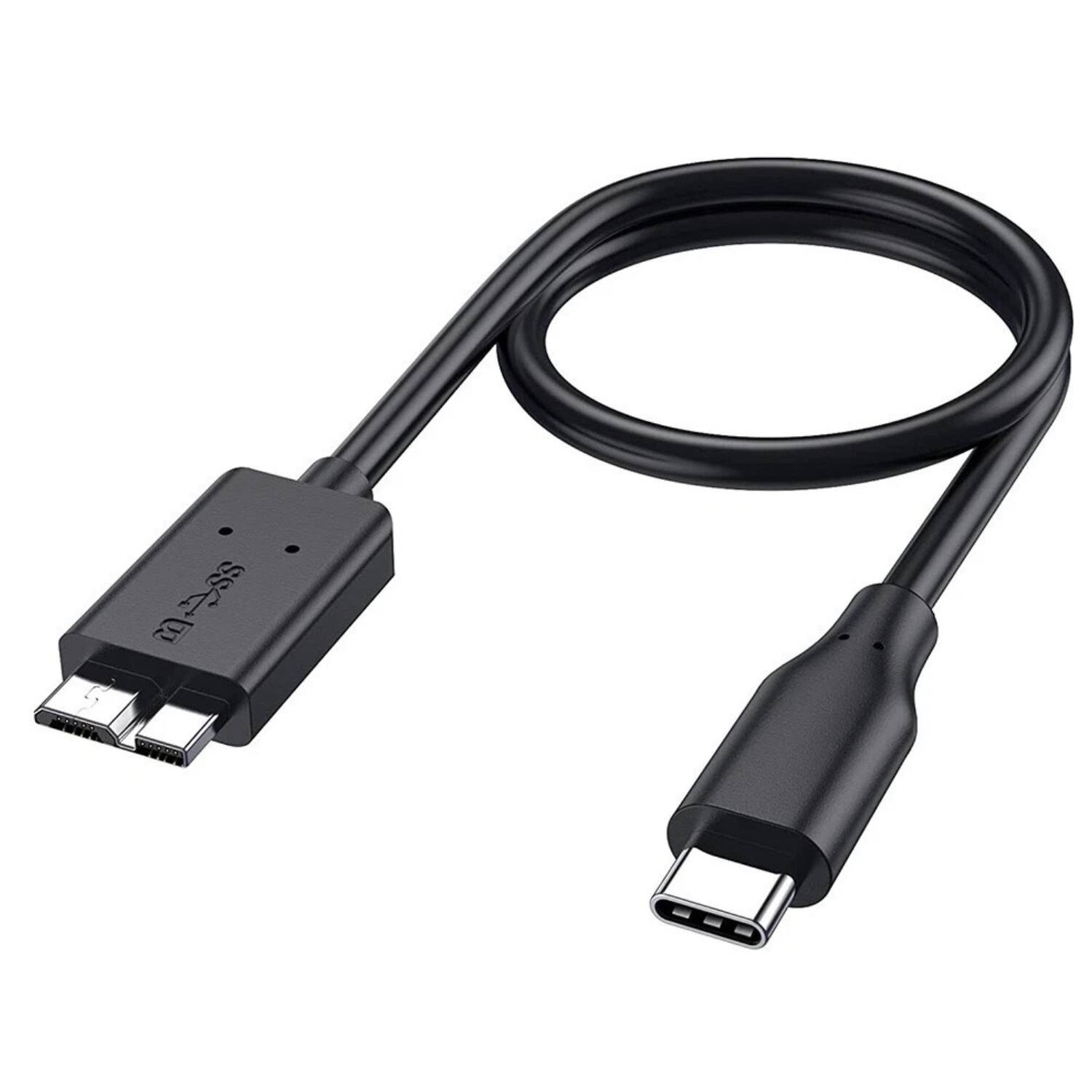 Front. Home Collection - 3ft Micro-B to USB-C 3.1 External Hard Drive Cable.