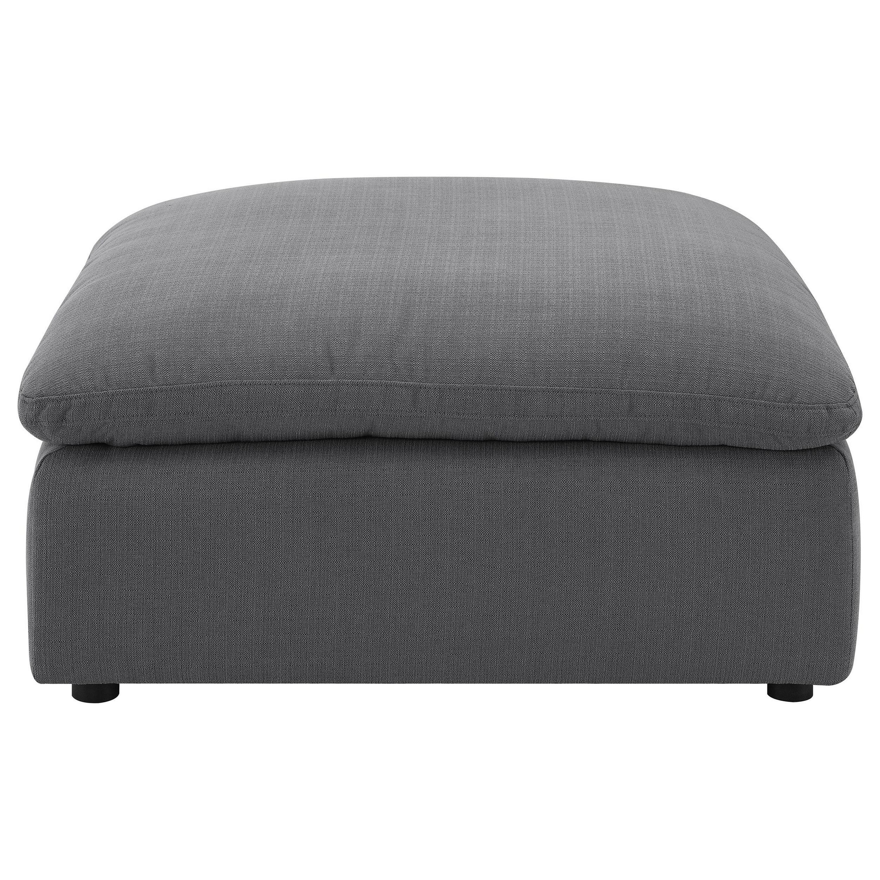 Alt View 1. Manhattan Lane - Hobo Square Ottoman, Charcoal Gray Fabric, Foam Cushions, 40 Inch - Gray, Black.