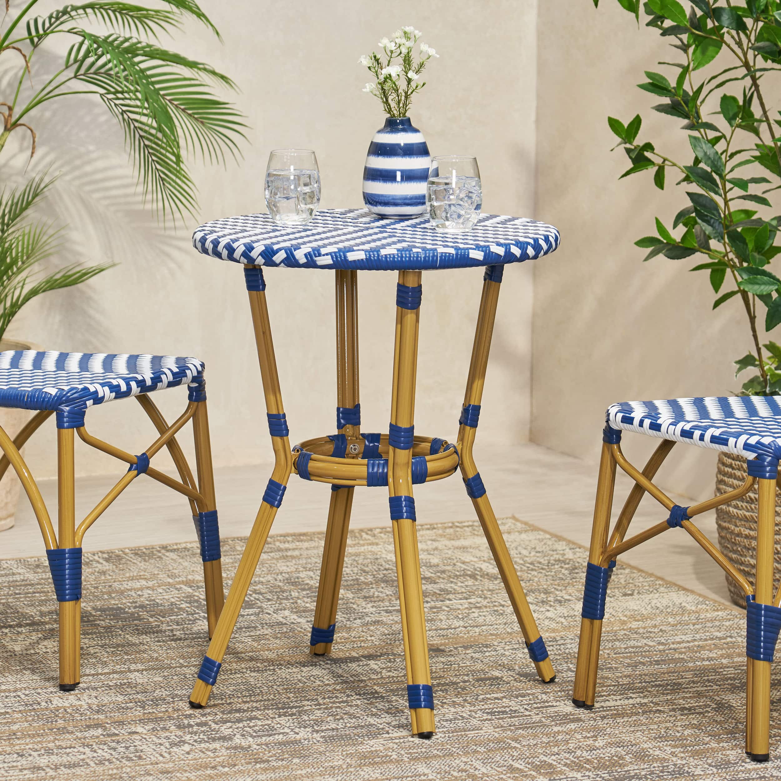 APRILSOUL - FRENCH BISTRO TABLE - White+Blue
