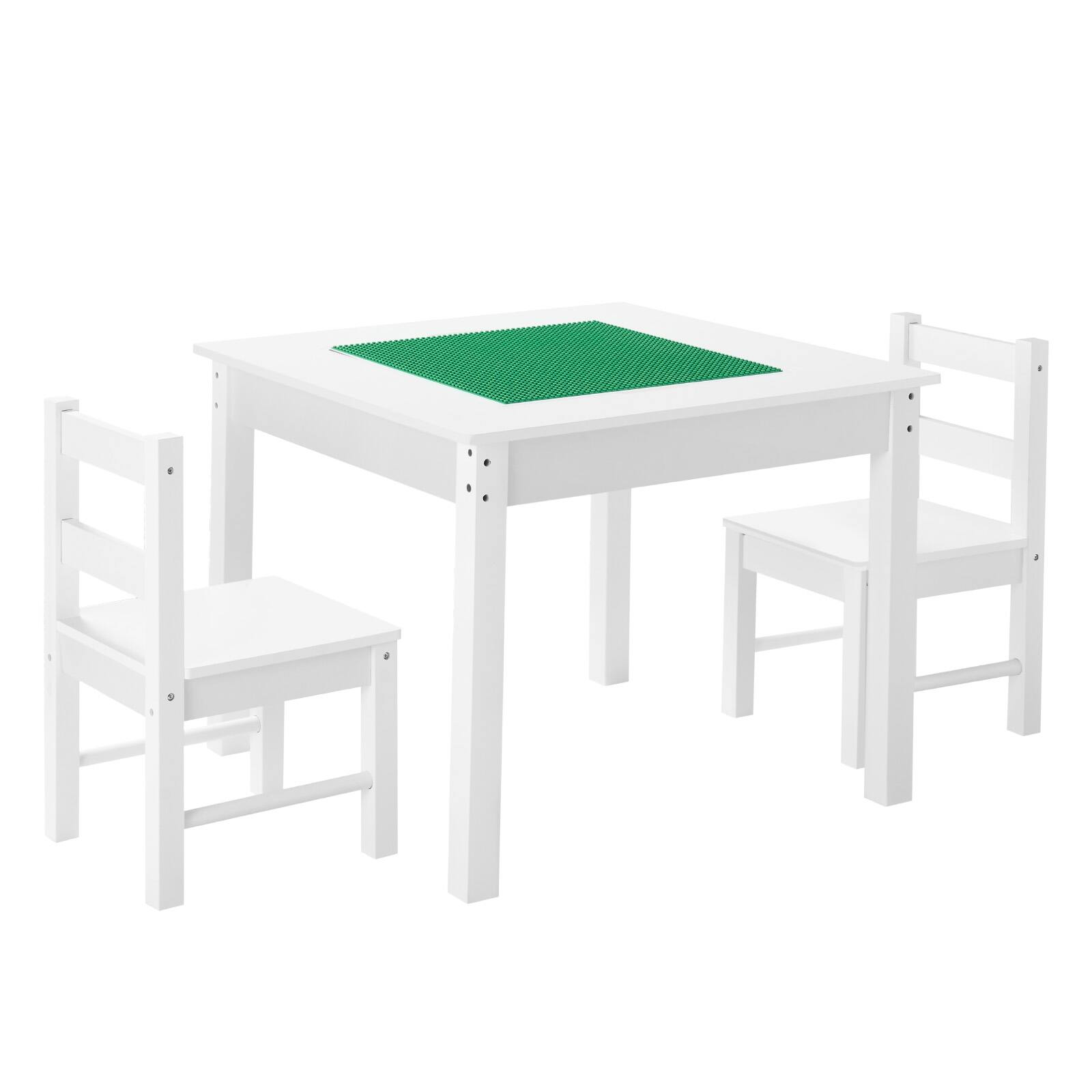 Alt View 5. VEVOR - Kids Activity Table and 2 Chairs Set, Double-Sided Building Block Tabletop, Toddler Table and Chair Set - Wood color.