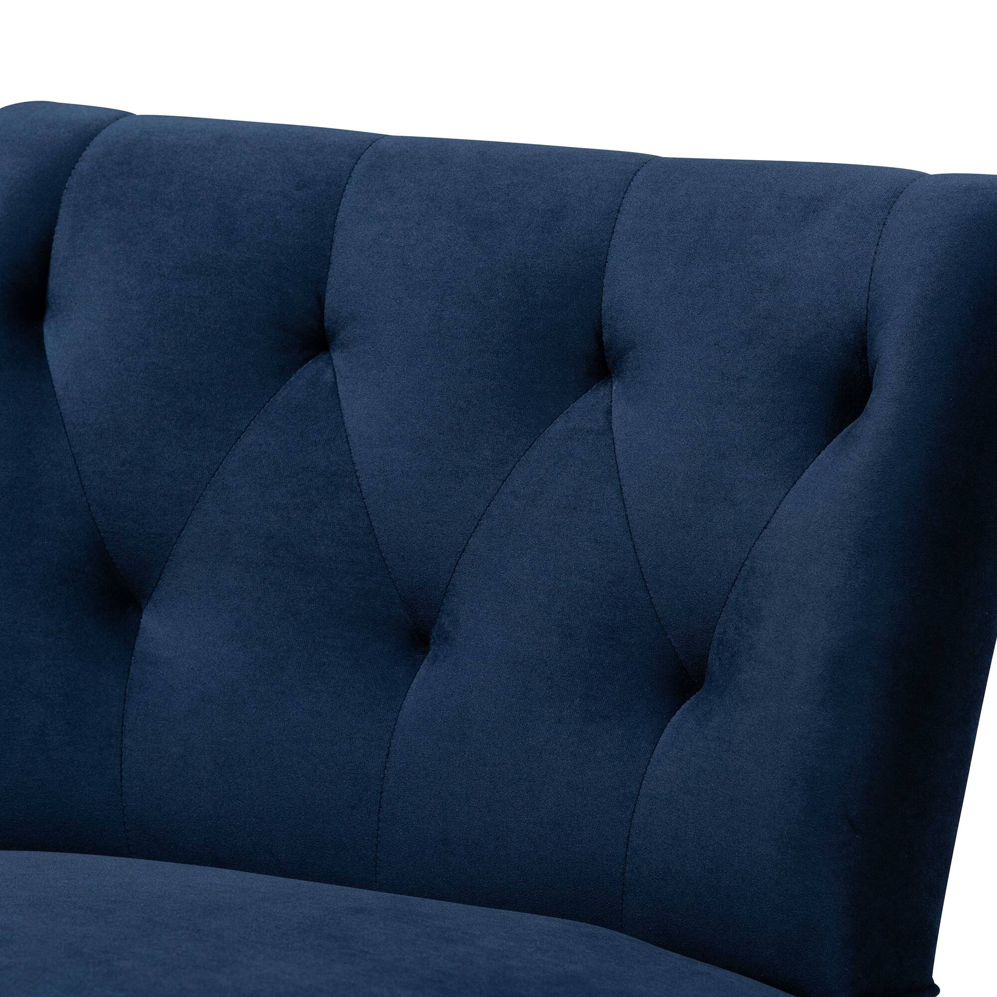 Alt View 1. Baxton Studio - Harmon Modern and Contemporary Transitional Velvet Fabric Upholstered and Finished Wood Accent Chair - Navy Blue/Black.