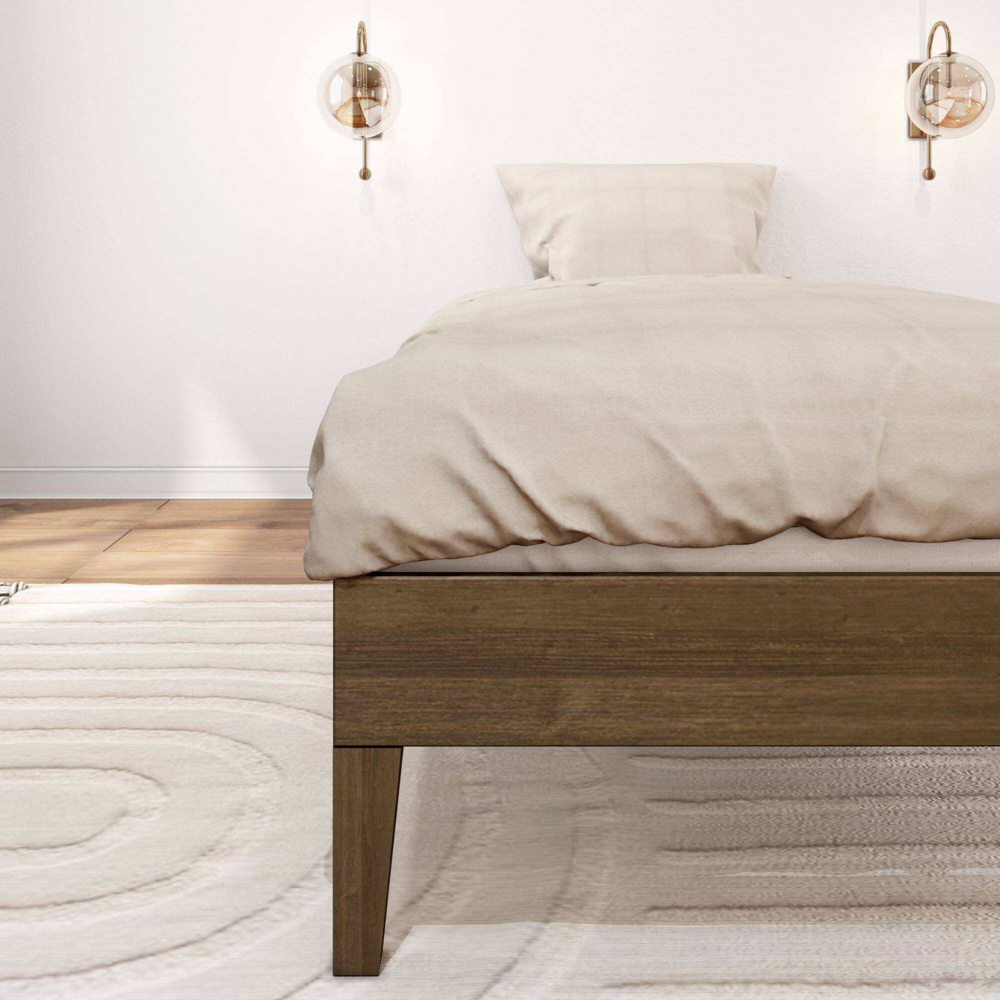 Alt View 3. Plank+Beam - Twin-Size Platform Bed, Matte Walnut - Walnut Dip.