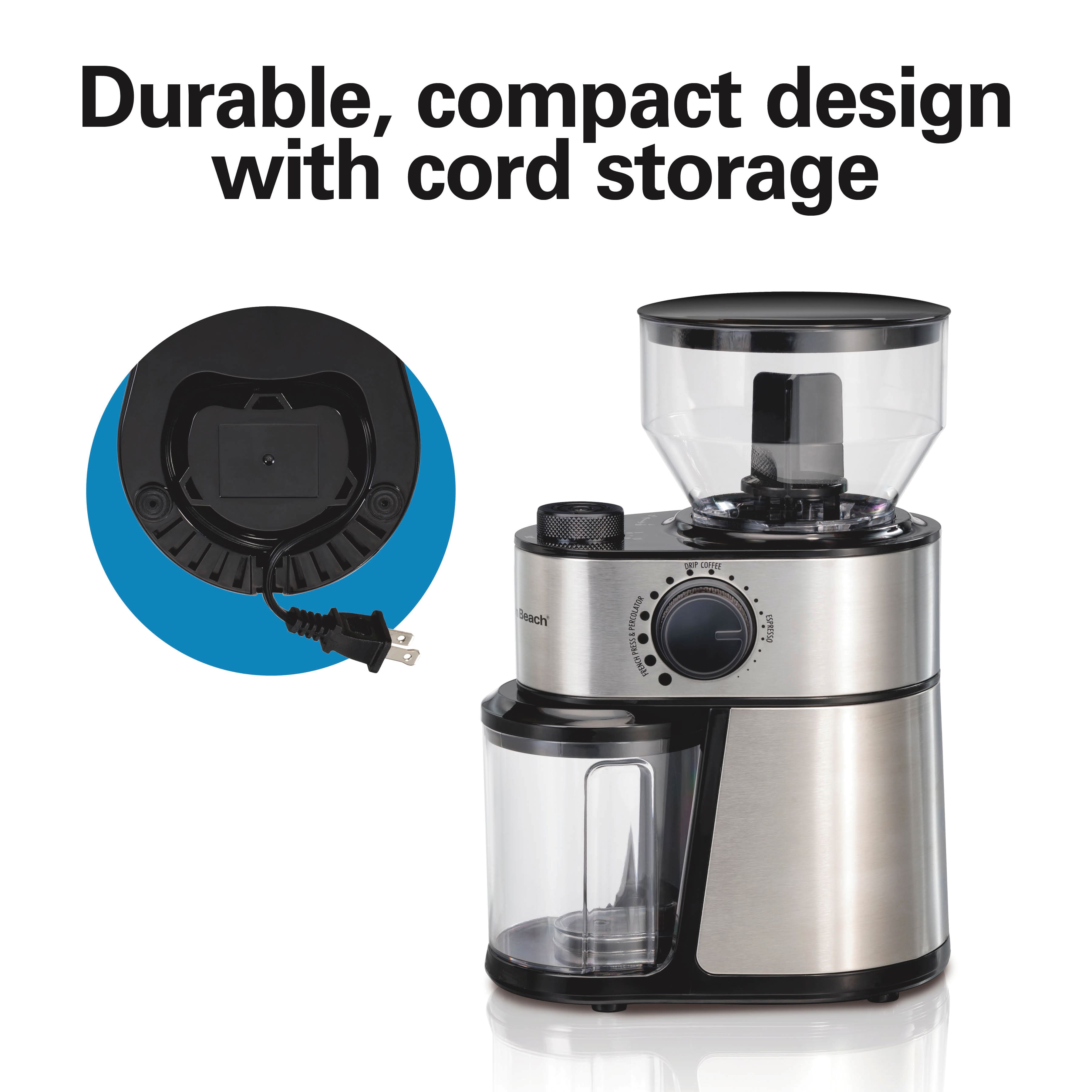 Durable, compact design with cord storage