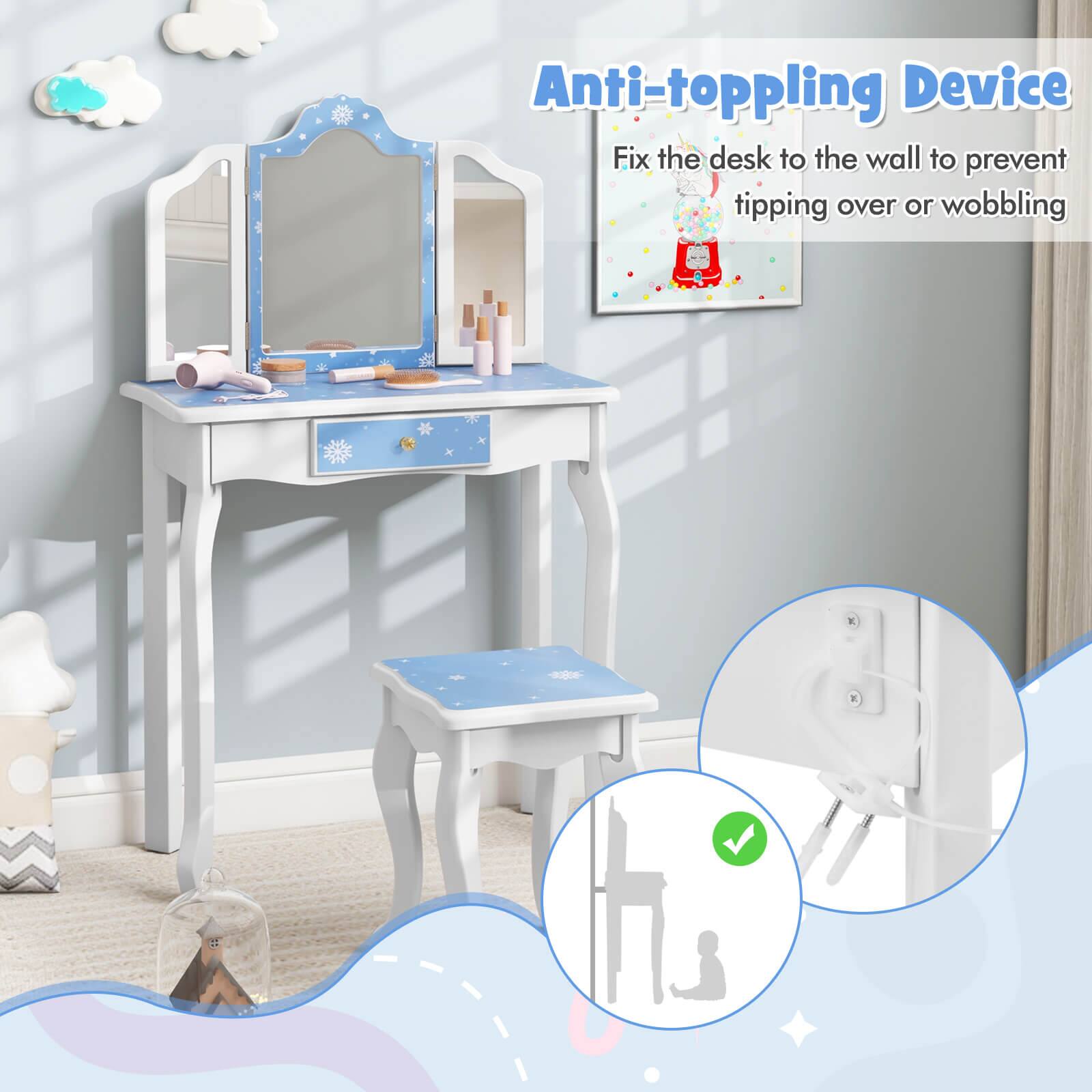 Anti-toppling Device  
Fix the desk to the wall to prevent tipping over or wobbling