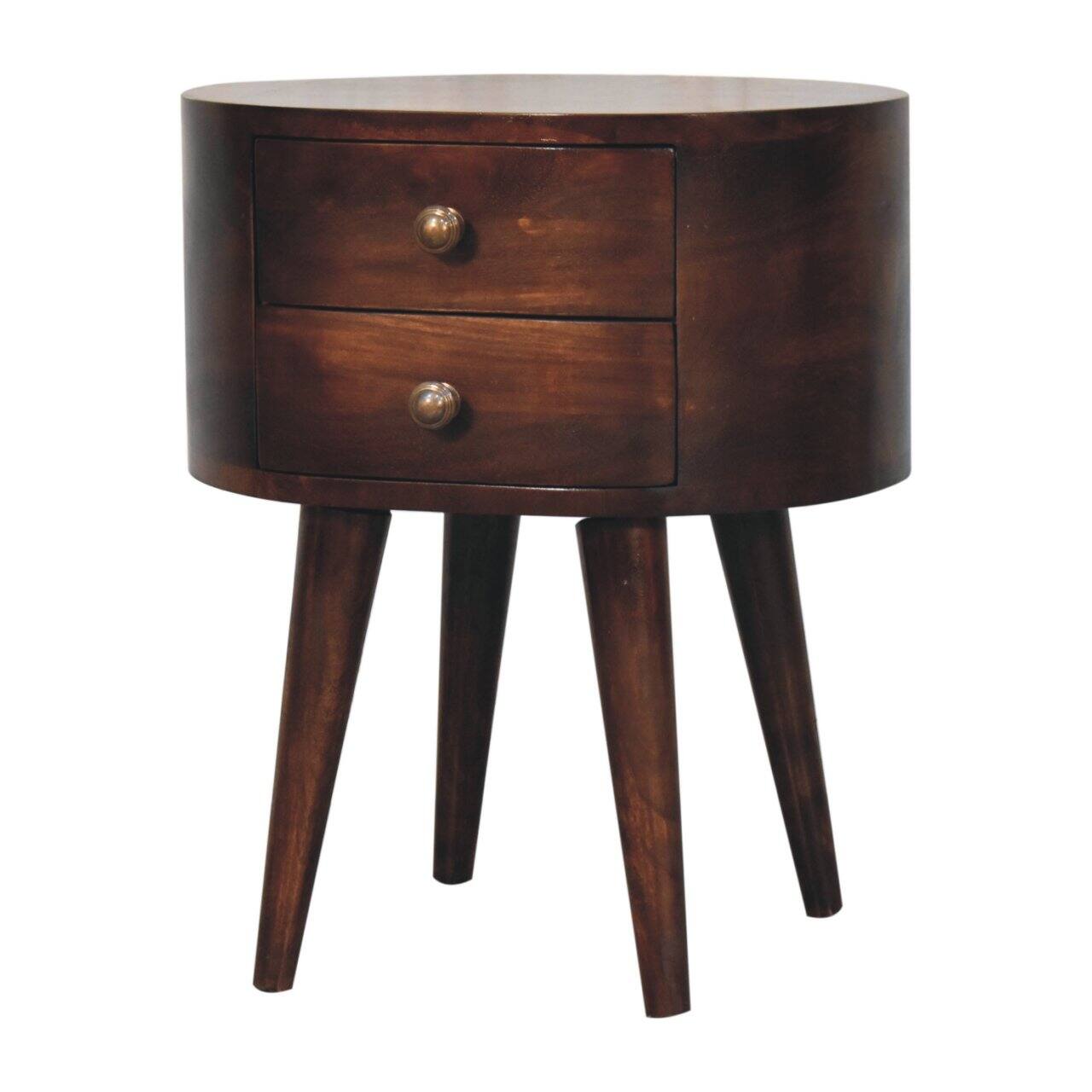 Left. Artisan Furniture - Artisan Furniture Solid Wood California Walnut Rounded Bedside Table, 2 Drawers, Dark Brown - Dark Brown.