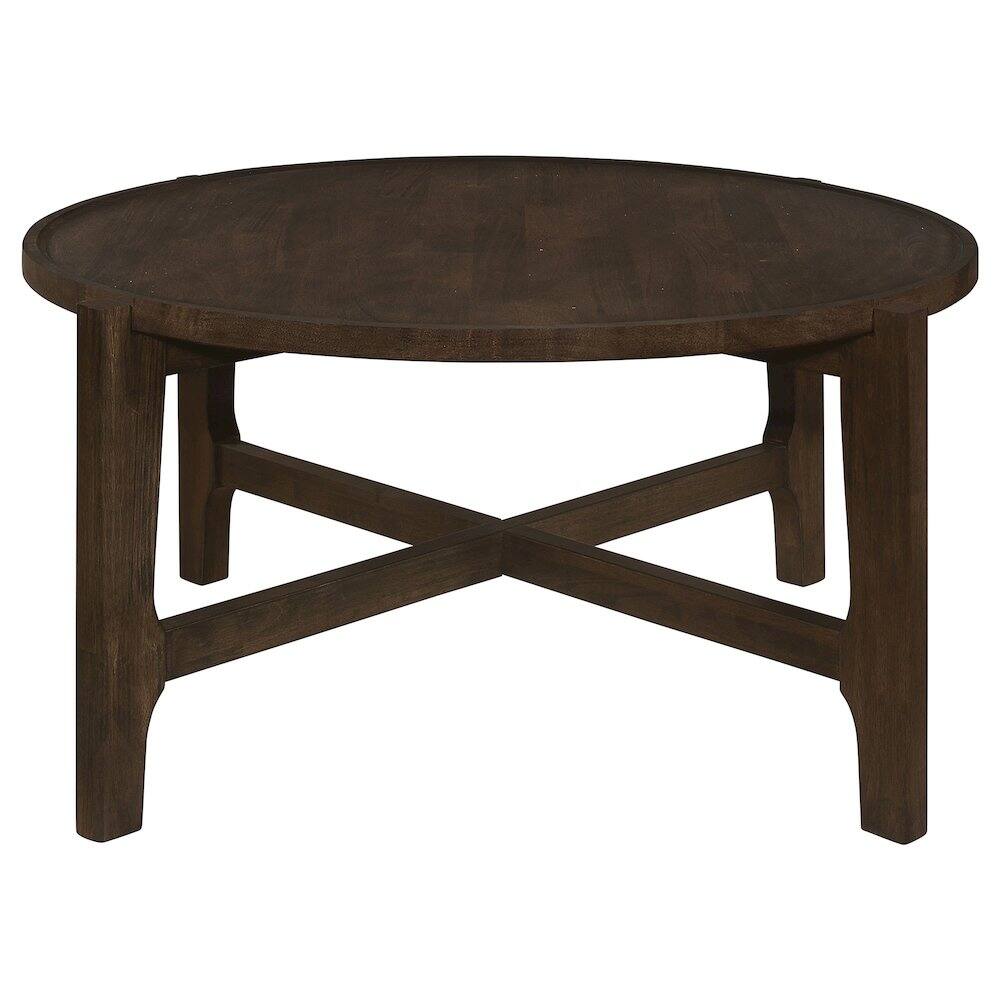 Alt View 4. Coaster Co. of America - Cota Round Solid Wood Coffee Table Dark Brown - Brown.