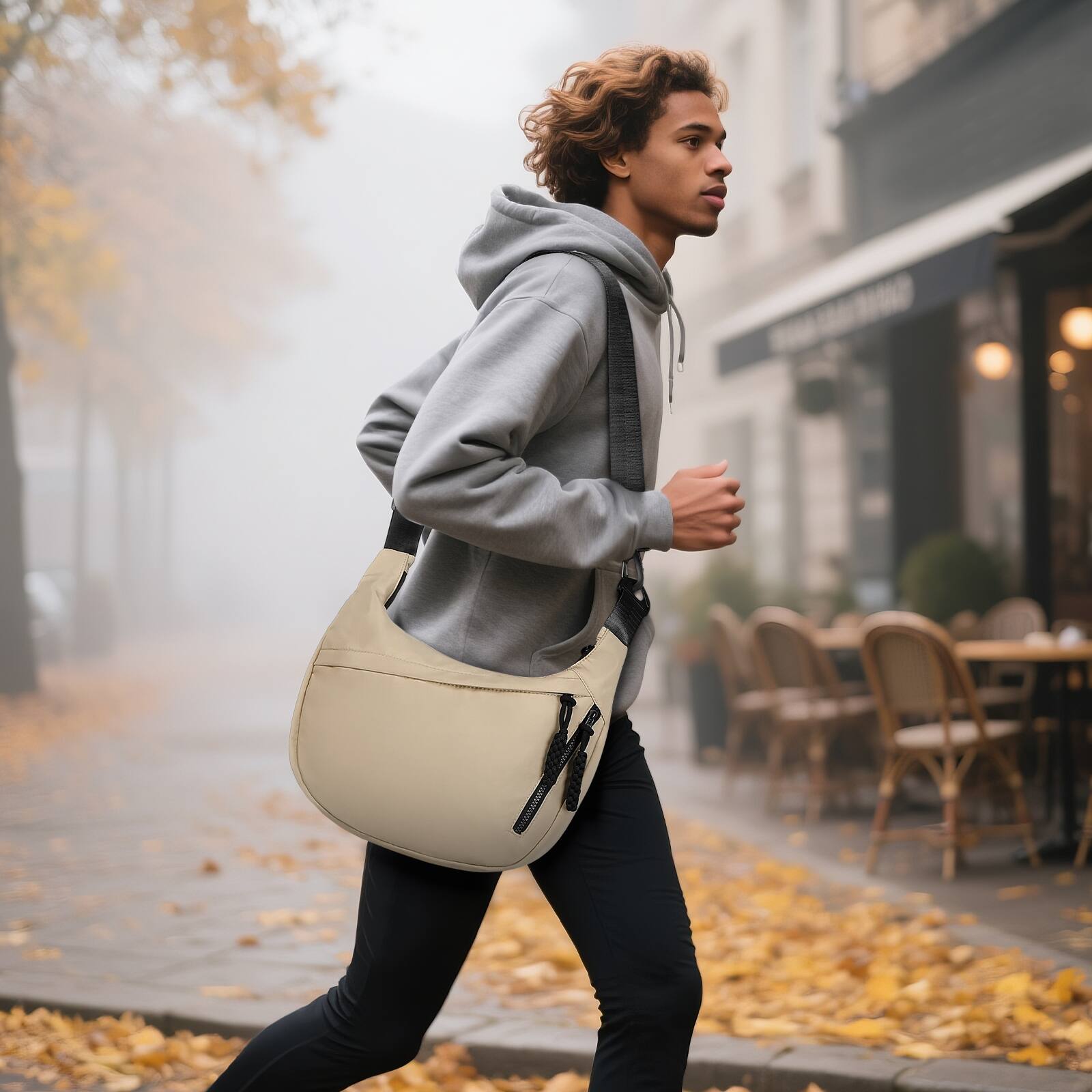 Alt View 6. Unique Bargains - Arch Crossbody Bags for Women Moon Dumpling Sling Bag Lightweight Nylon Purse for Travel - Khaki.