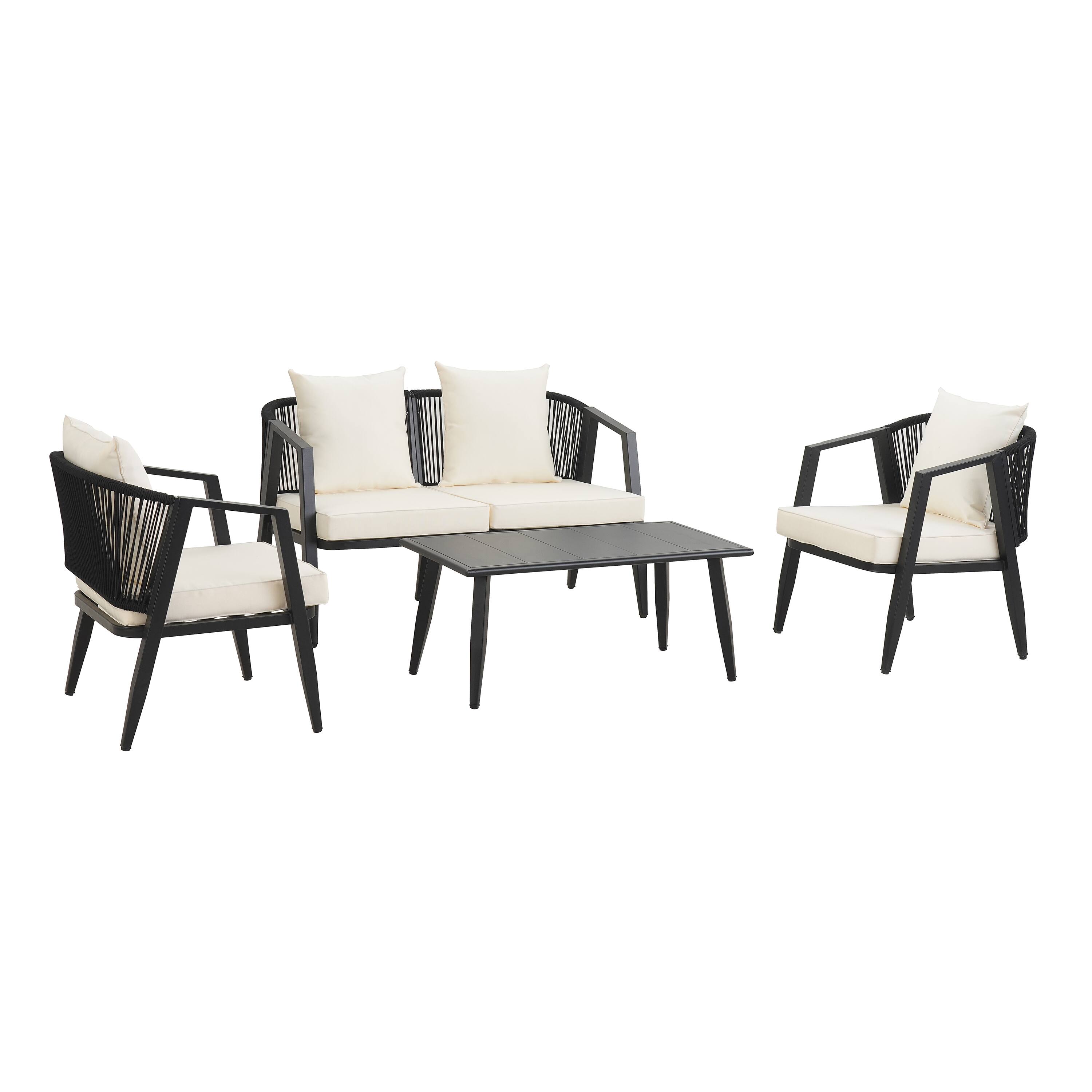 Back. Mondawe - 4-Piece Durable and Comfortable Outdoor Seating Set - Beige.