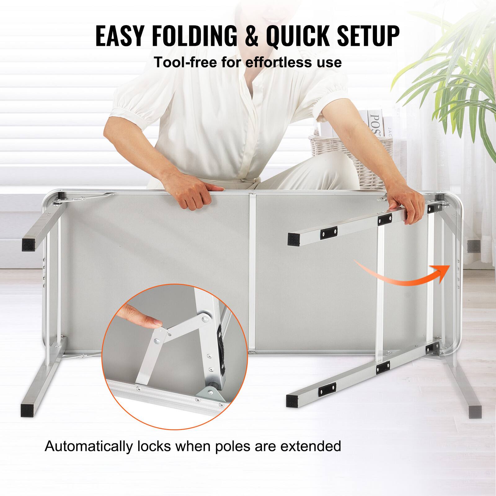 EASY FOLDING & QUICK SETUP  
Tool-free for effortless use  

Automatically locks when poles are extended